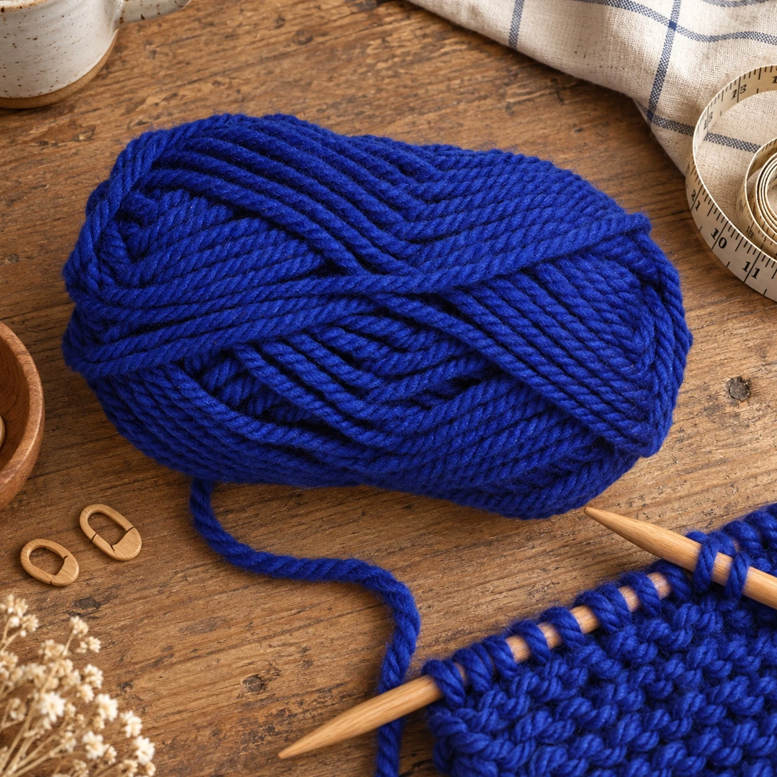 Lana gruesa para tejer, 100 g, azul cielo oscuro 51 - Imagen 2
