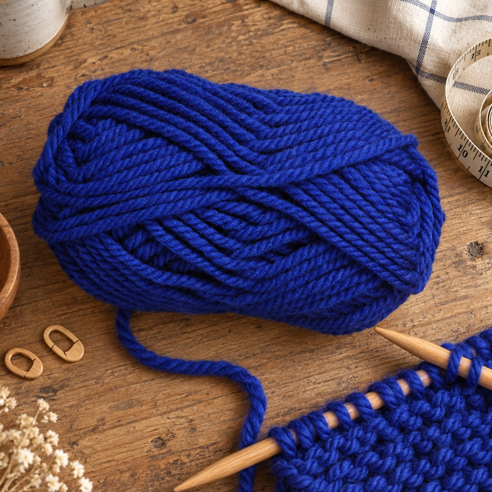 Lana gruesa para tejer, 100 g, azul cielo oscuro 51 - Imagen 7