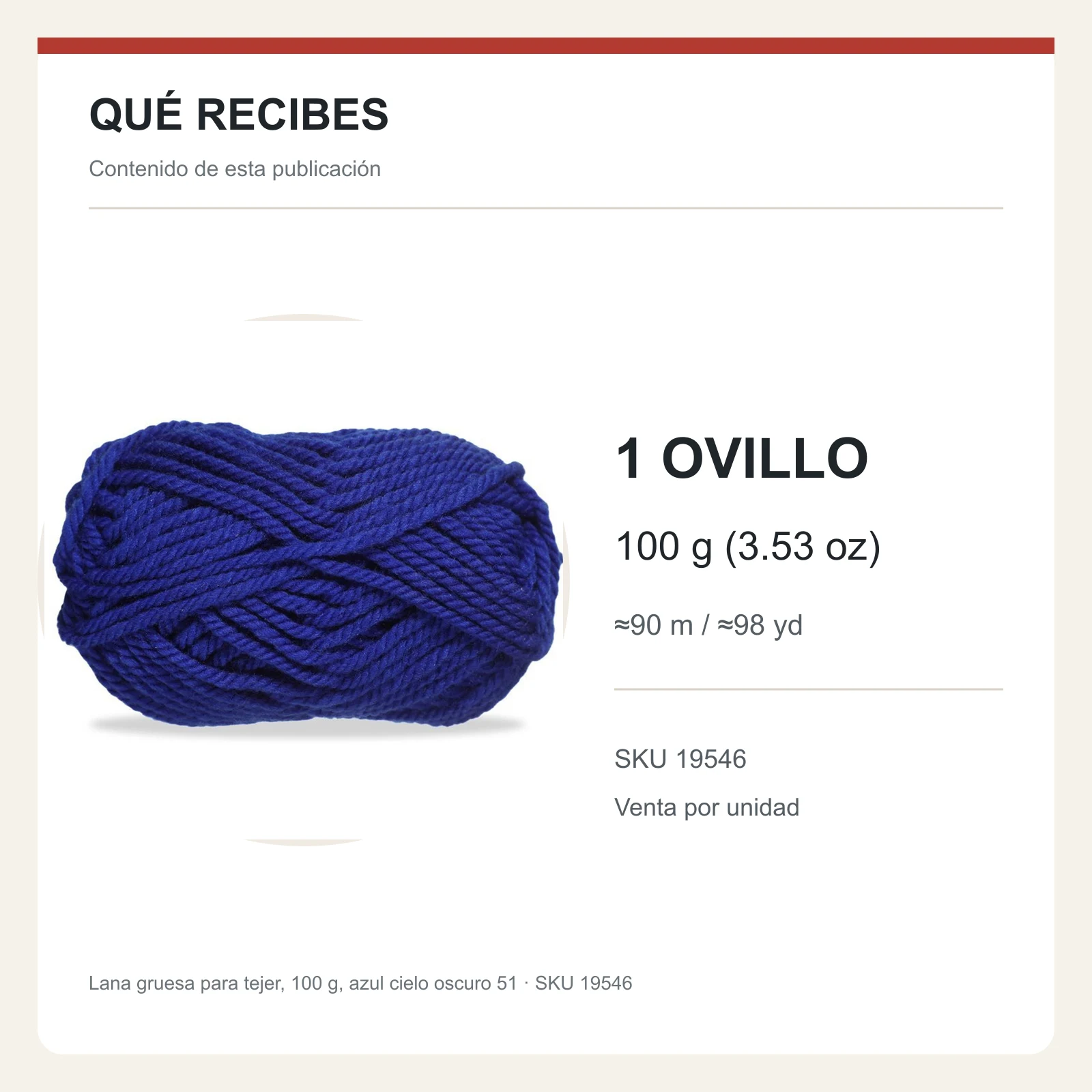 Lana gruesa para tejer, 100 g, azul cielo oscuro 51 - Imagen 8