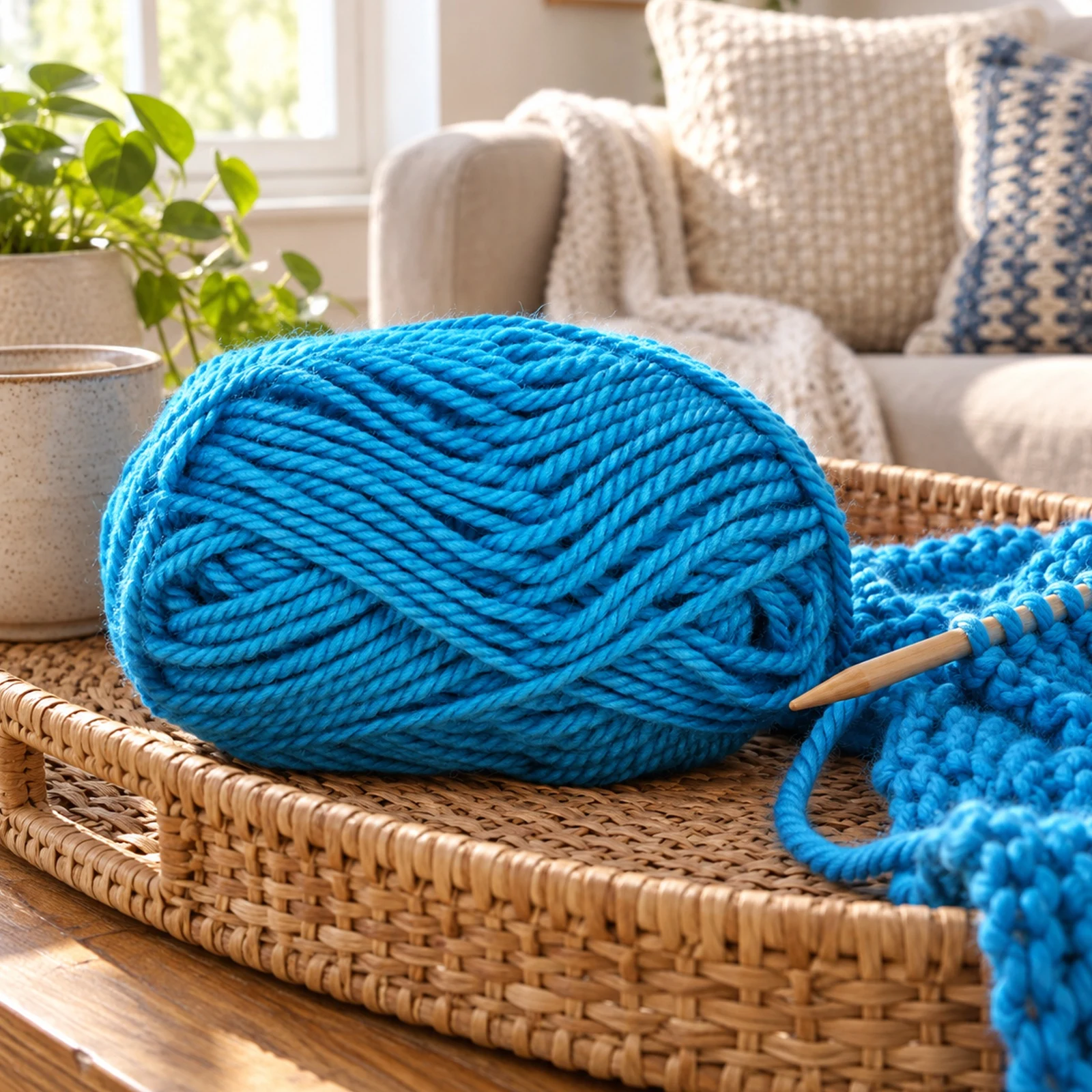 Lana gruesa para tejer, 100 g, azul cobalto 54 - Imagen 2