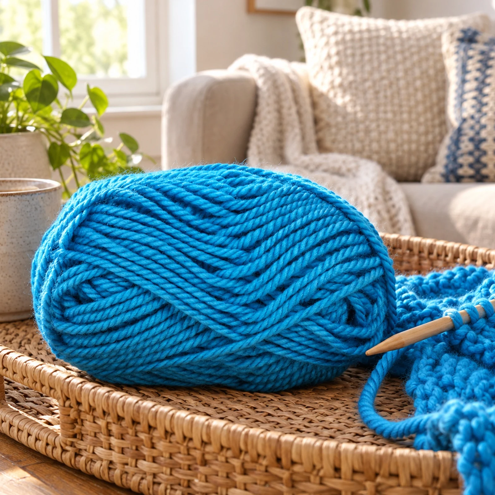 Lana gruesa para tejer, 100 g, azul cobalto 54 - Imagen 3