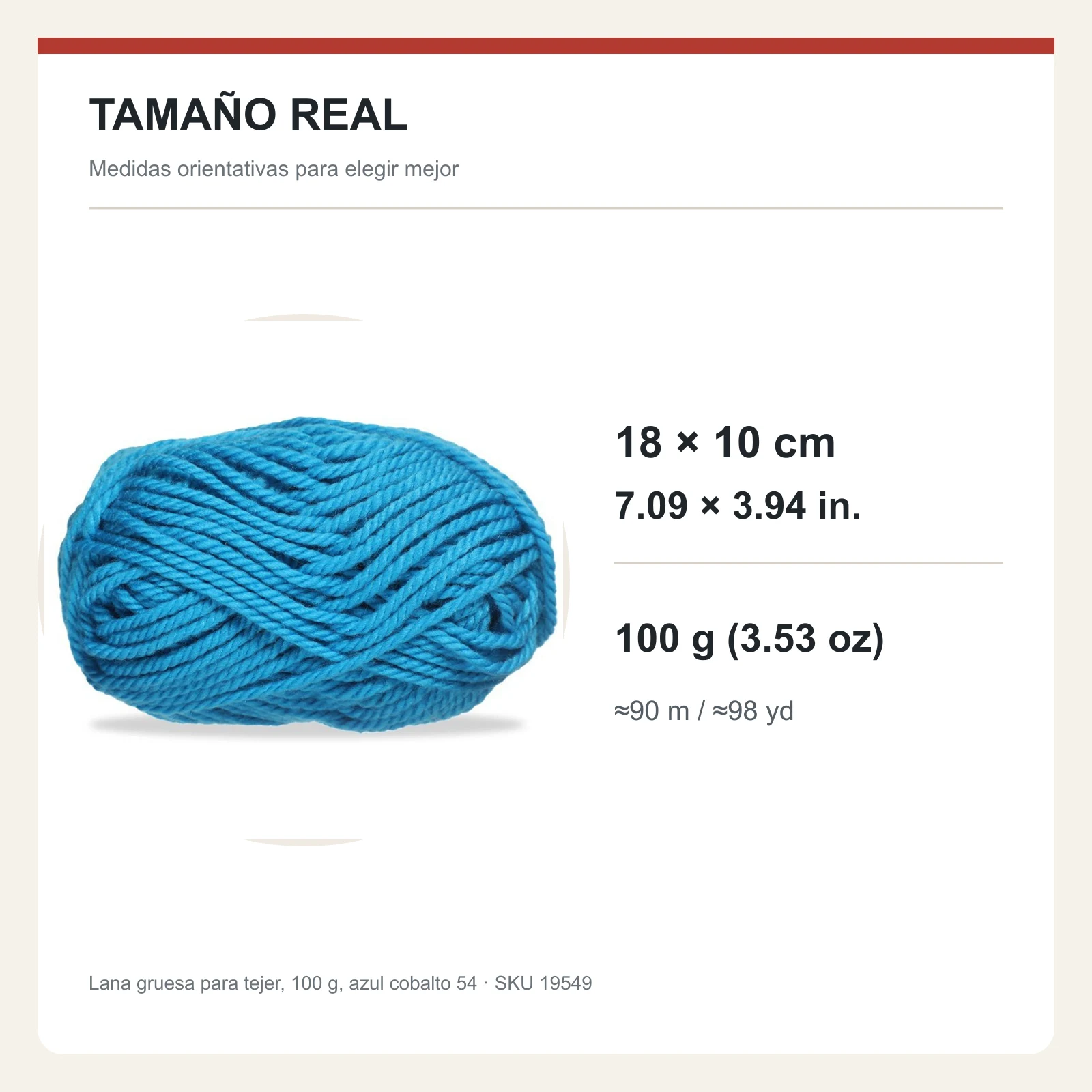 Lana gruesa para tejer, 100 g, azul cobalto 54 - Imagen 5