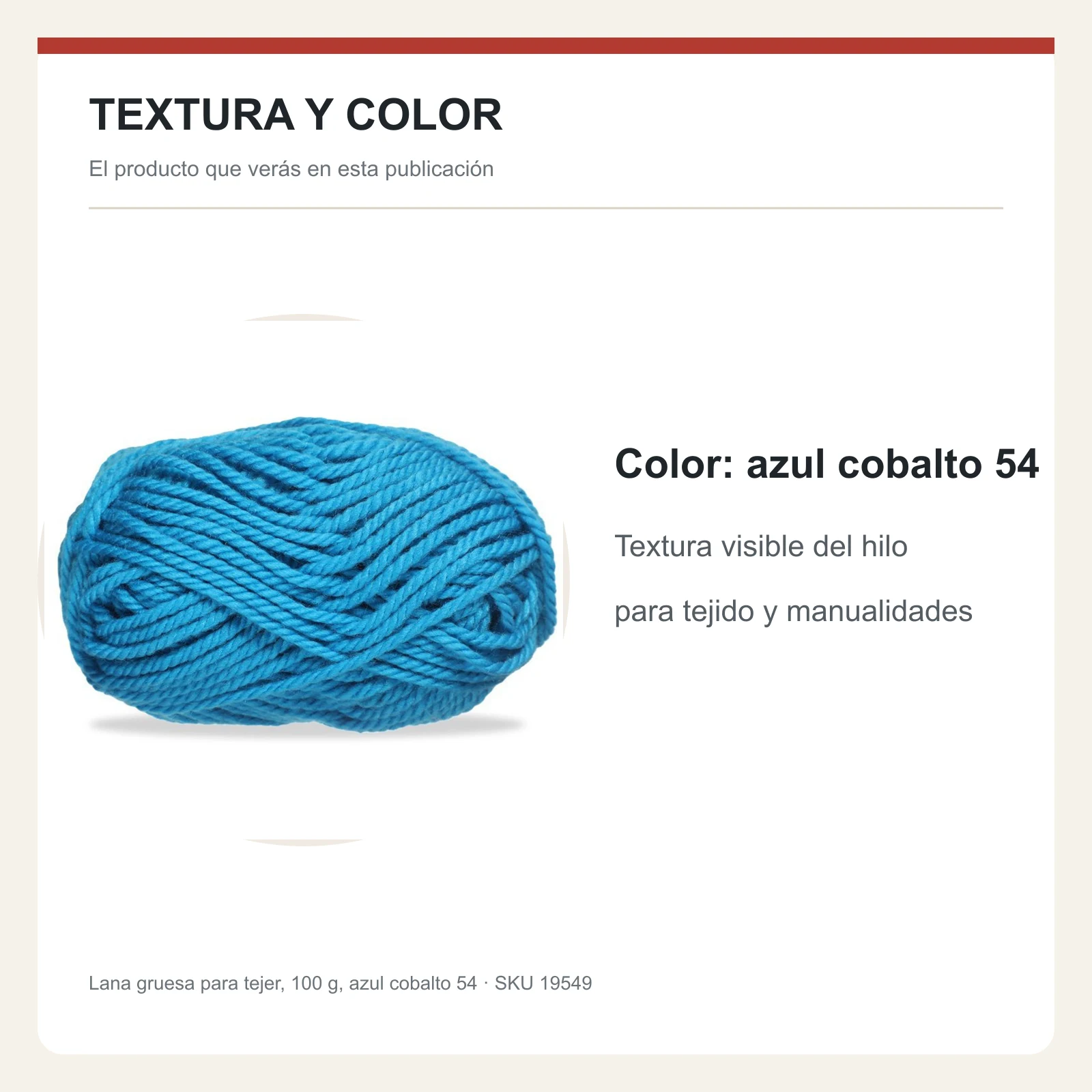 Lana gruesa para tejer, 100 g, azul cobalto 54 - Imagen 6