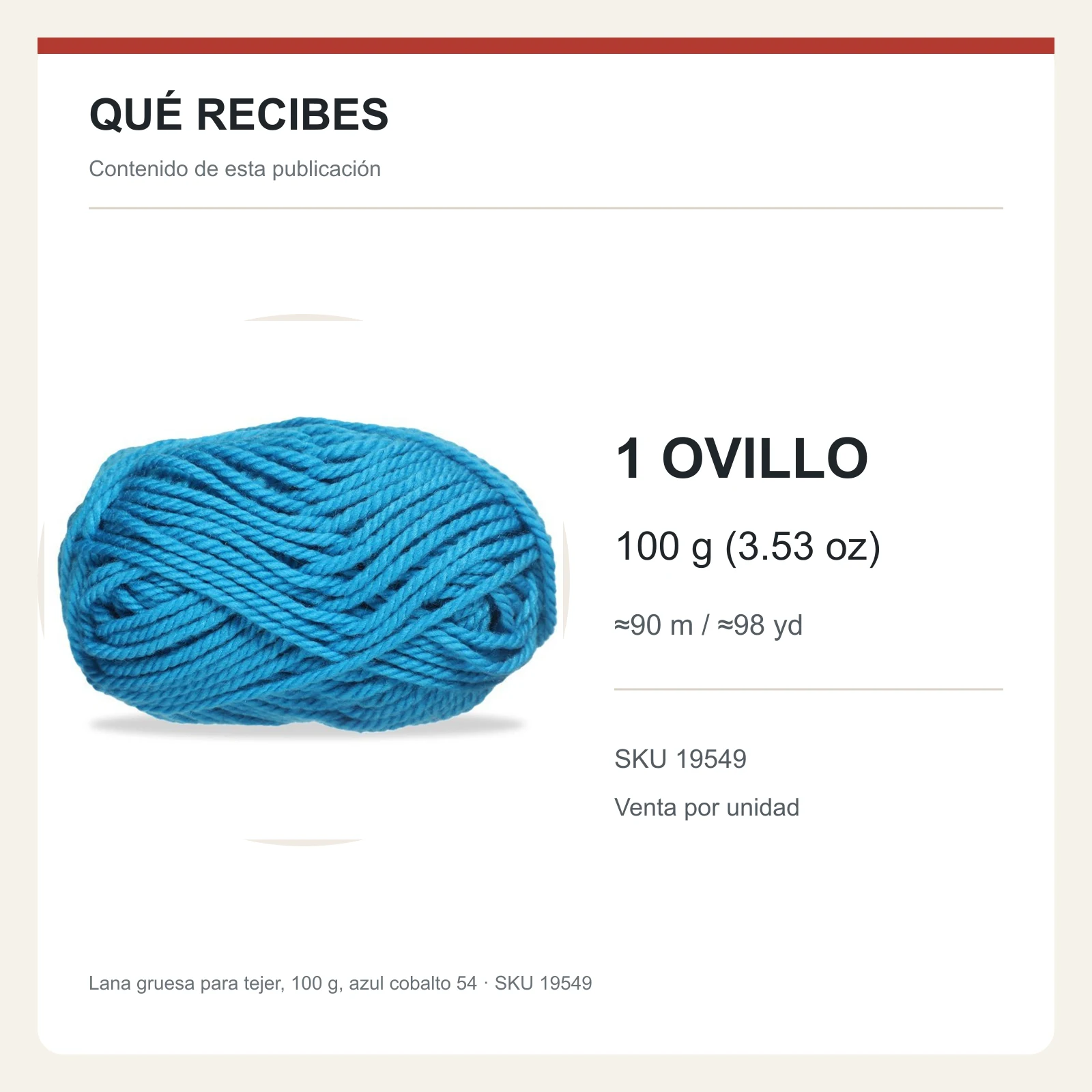 Lana gruesa para tejer, 100 g, azul cobalto 54 - Imagen 8