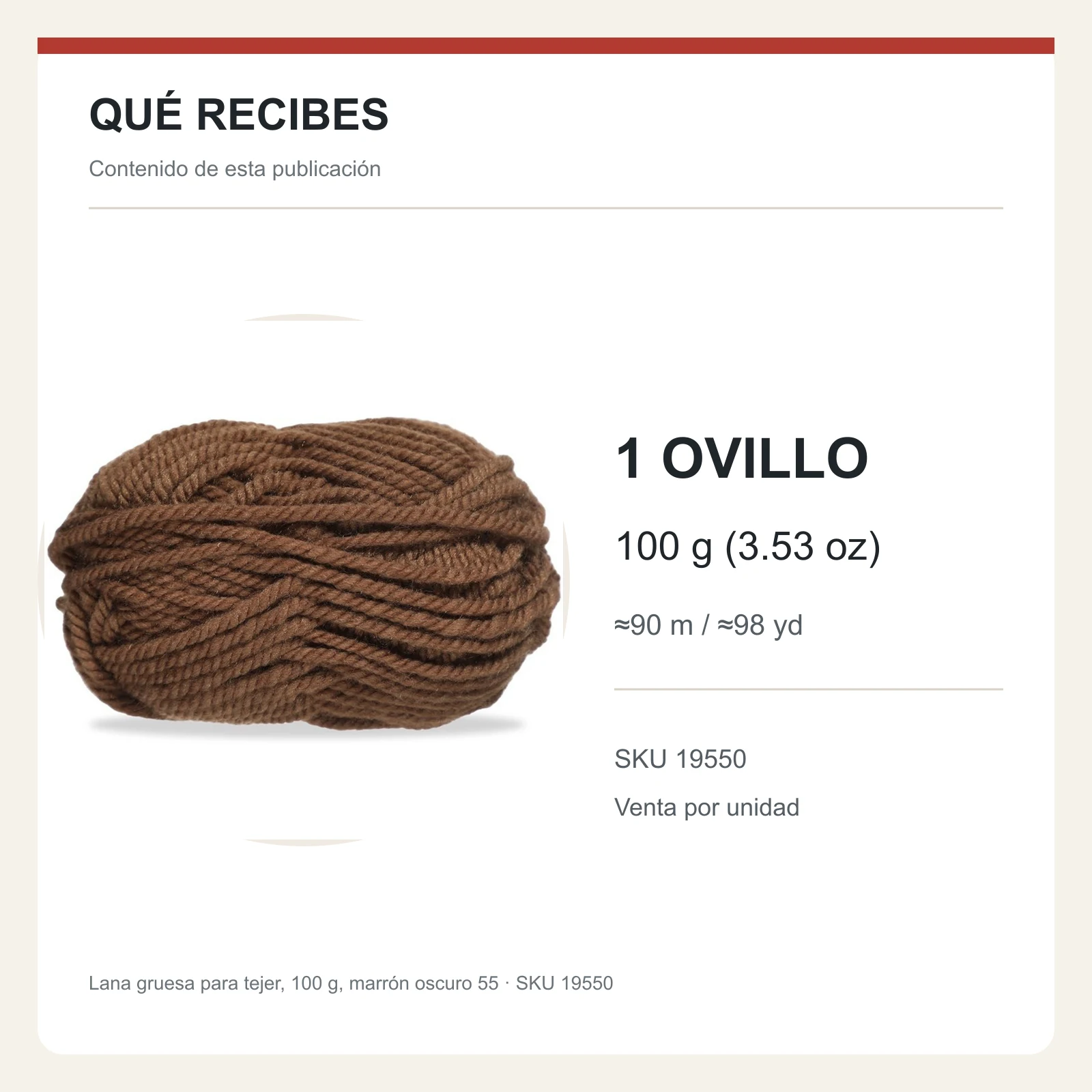 Lana gruesa para tejer, 100 g, marrón oscuro 55 - Imagen 8