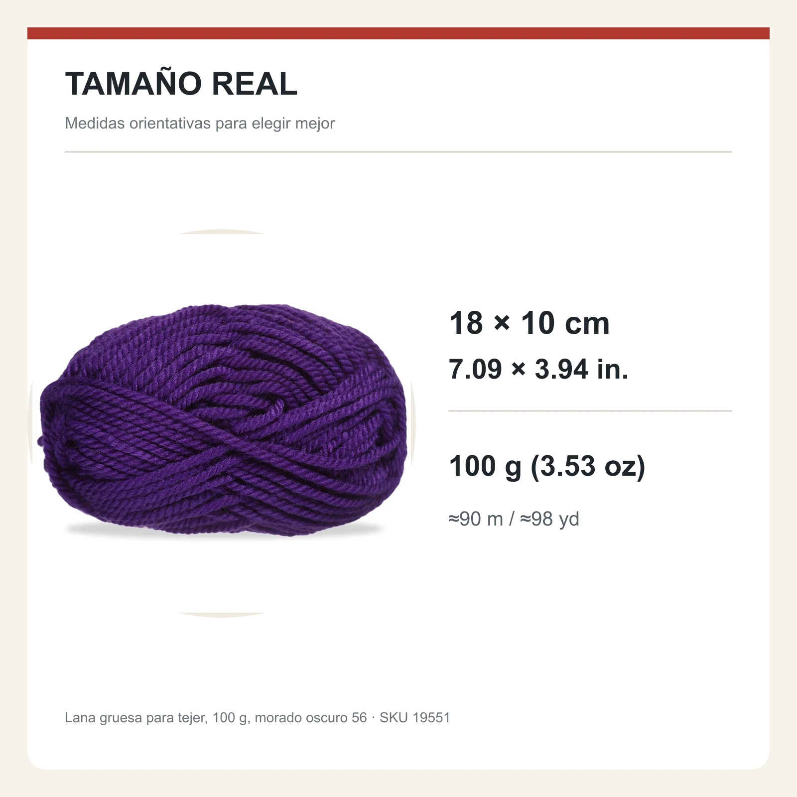 Lana gruesa para tejer, 100 g, morado oscuro 56 - Imagen 5
