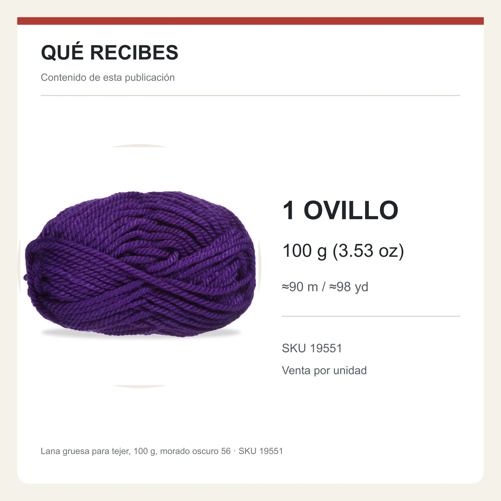 Lana gruesa para tejer, 100 g, morado oscuro 56 - Imagen 8