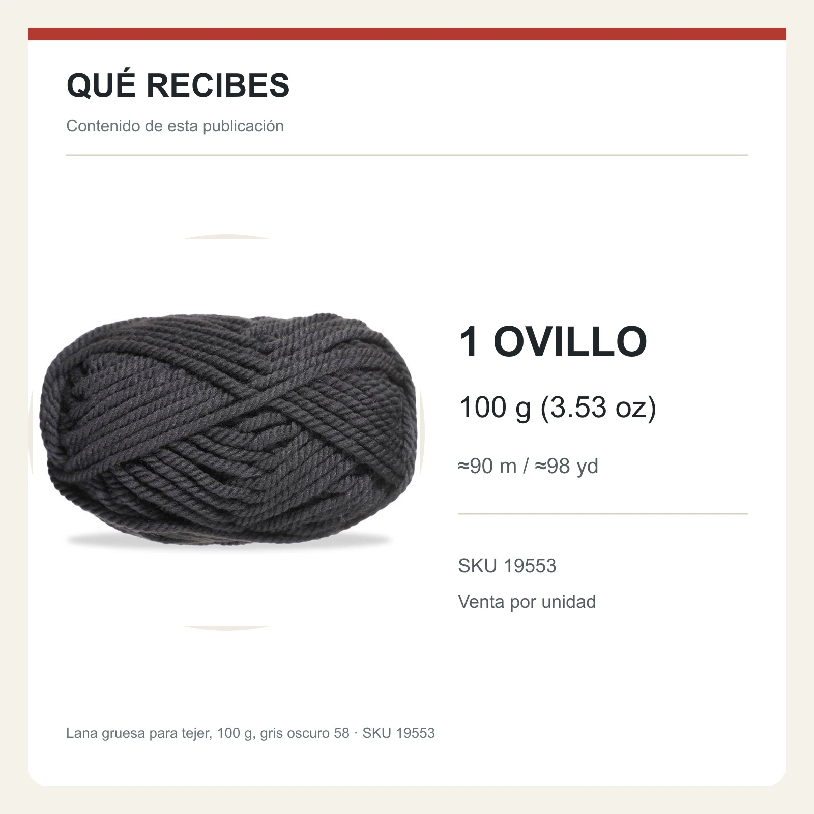 Lana gruesa para tejer, 100 g, gris oscuro 58 - Imagen 8