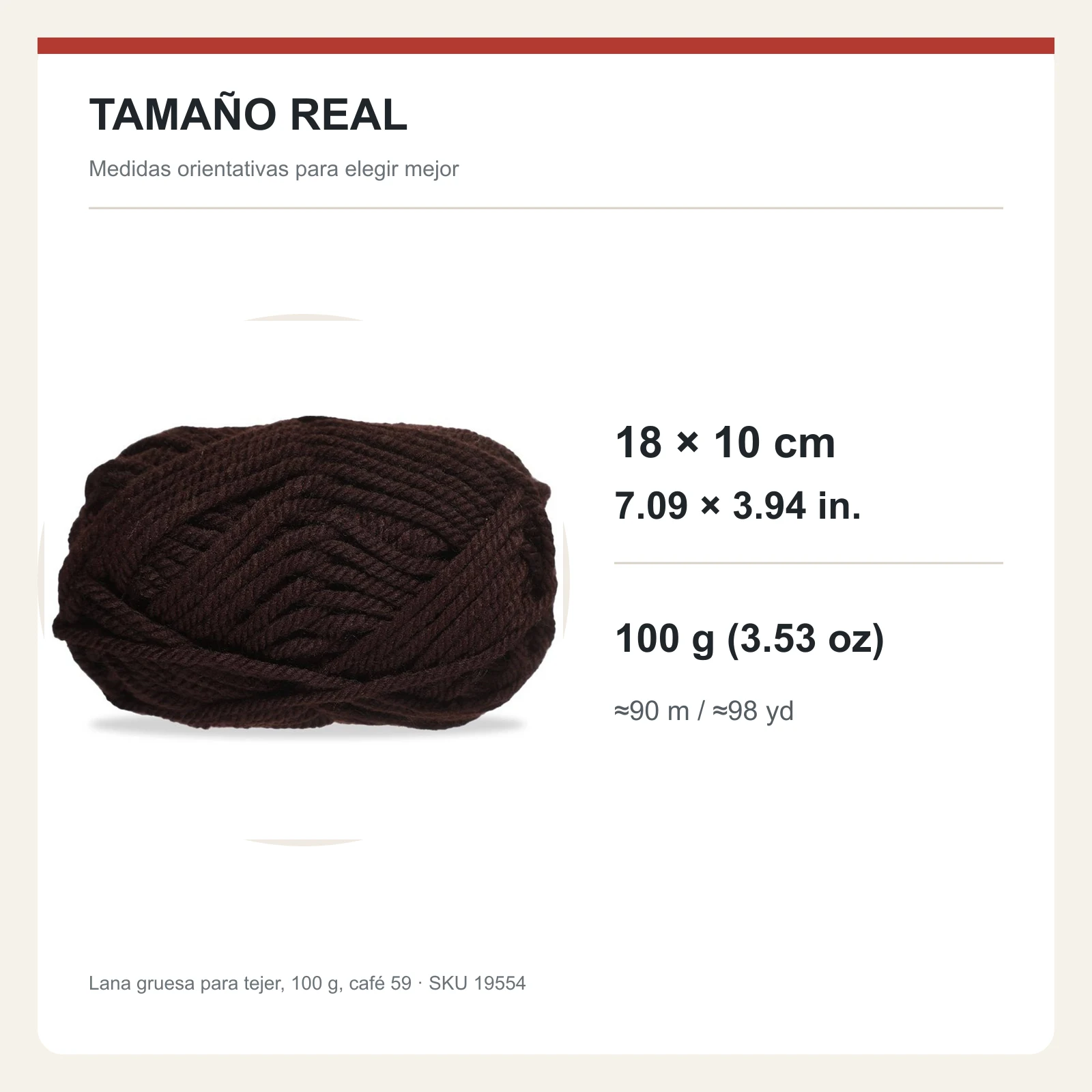 Lana gruesa para tejer, 100 g, café 59 - Imagen 5