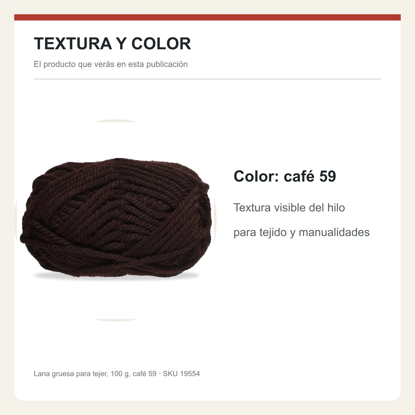 Lana gruesa para tejer, 100 g, café 59 - Imagen 6