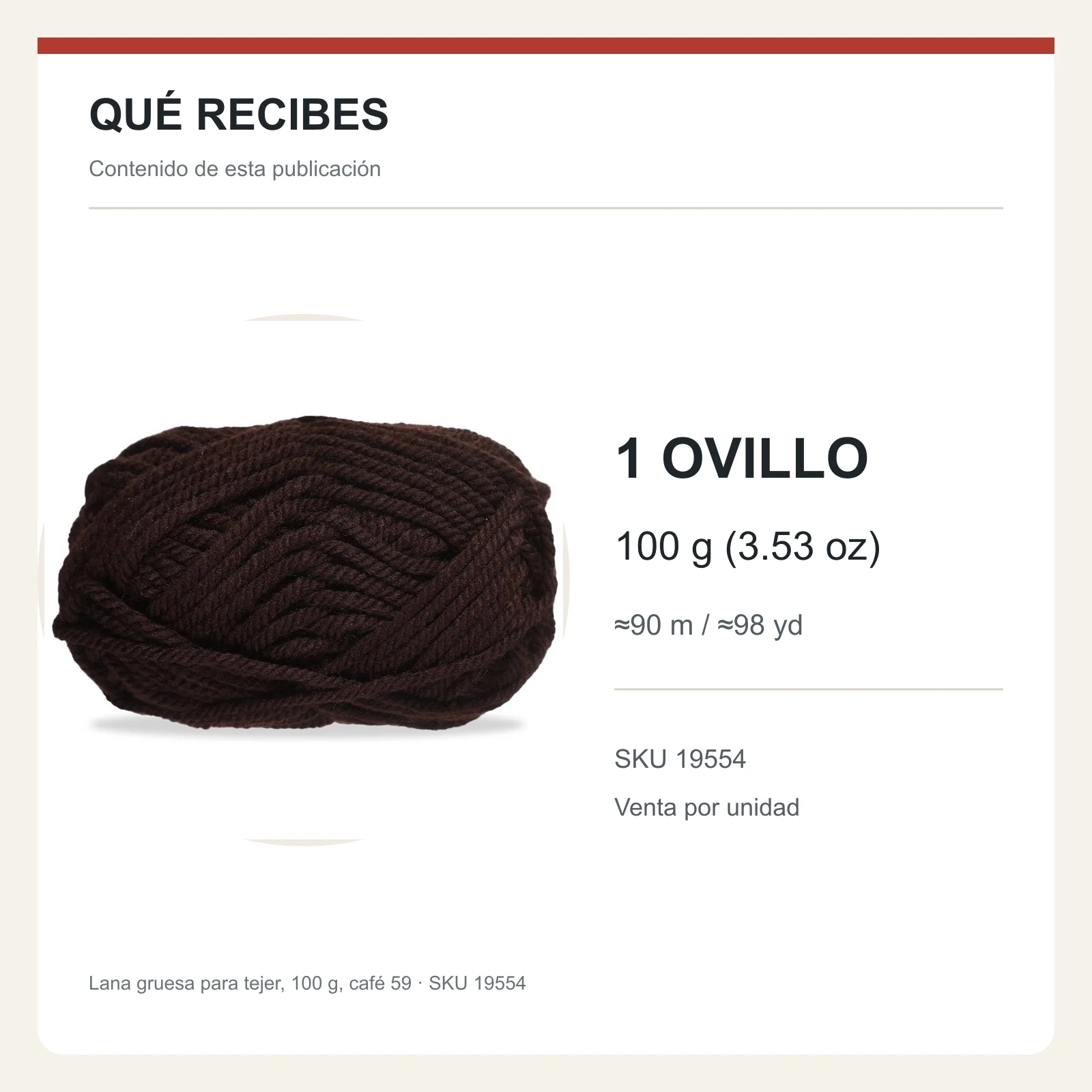 Lana gruesa para tejer, 100 g, café 59 - Imagen 8