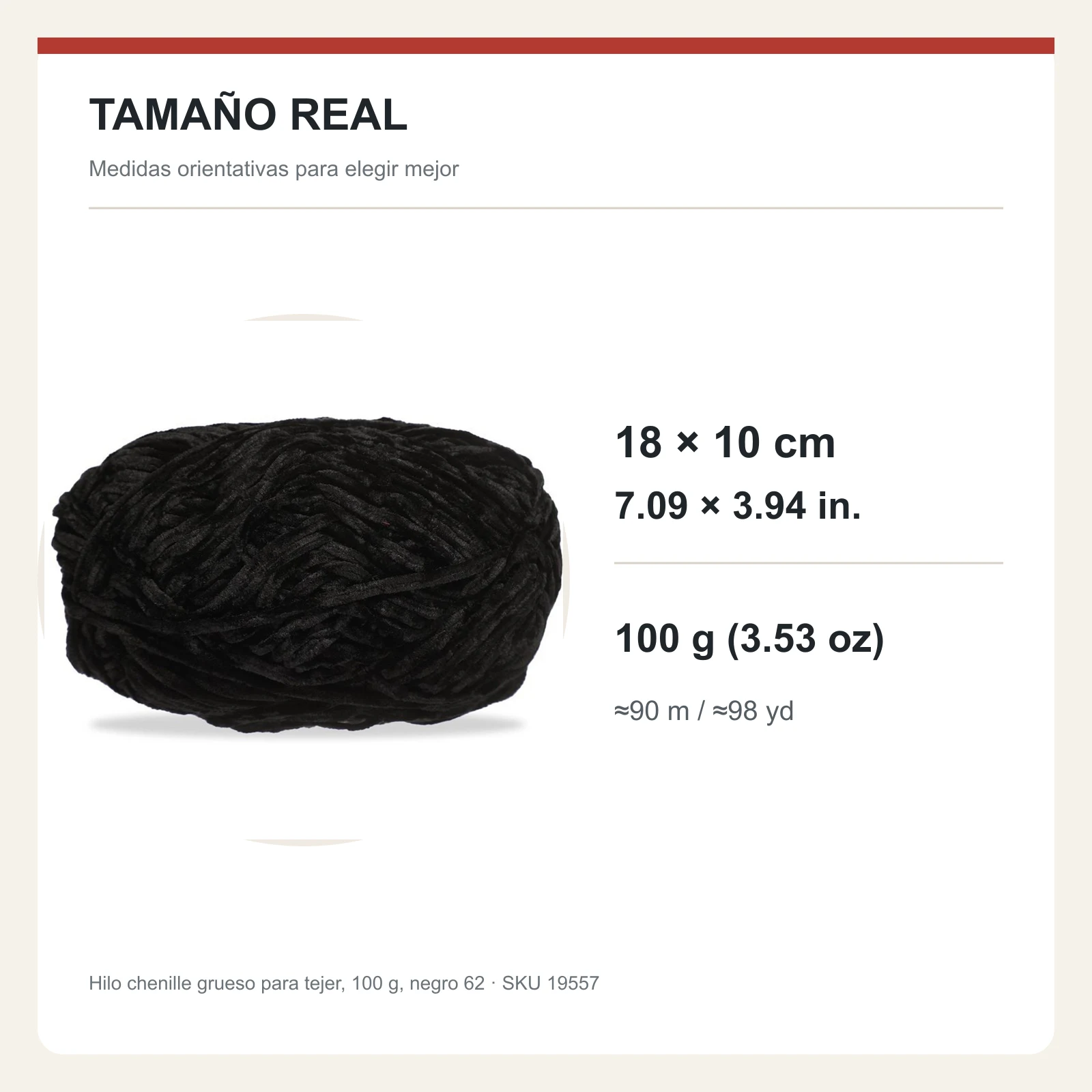 Hilo chenille grueso para tejer, 100 g, negro 62 - Imagen 5