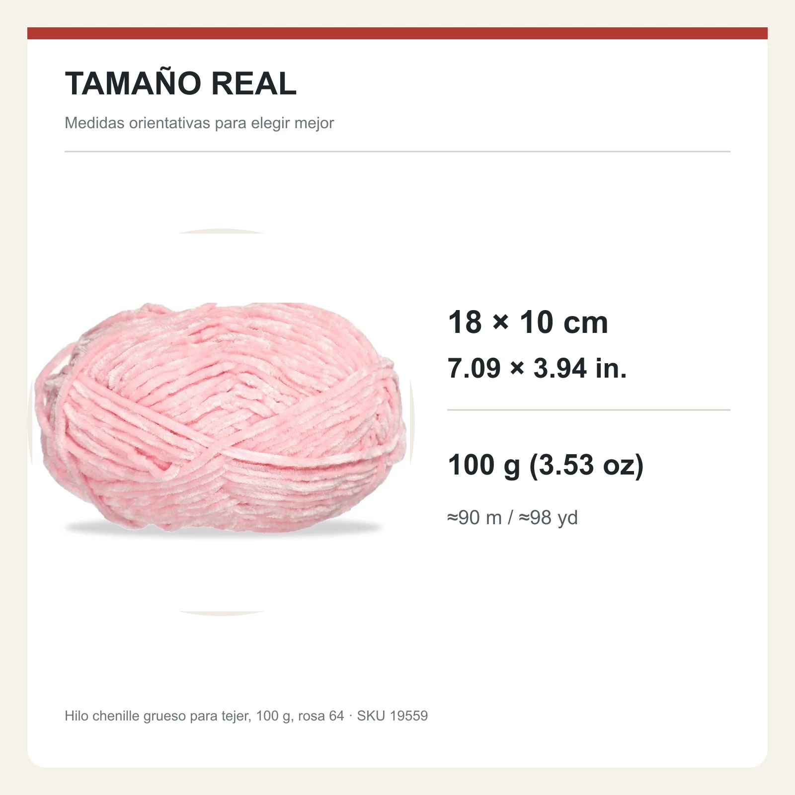 Hilo chenille grueso para tejer, 100 g, rosa 64 - Imagen 5