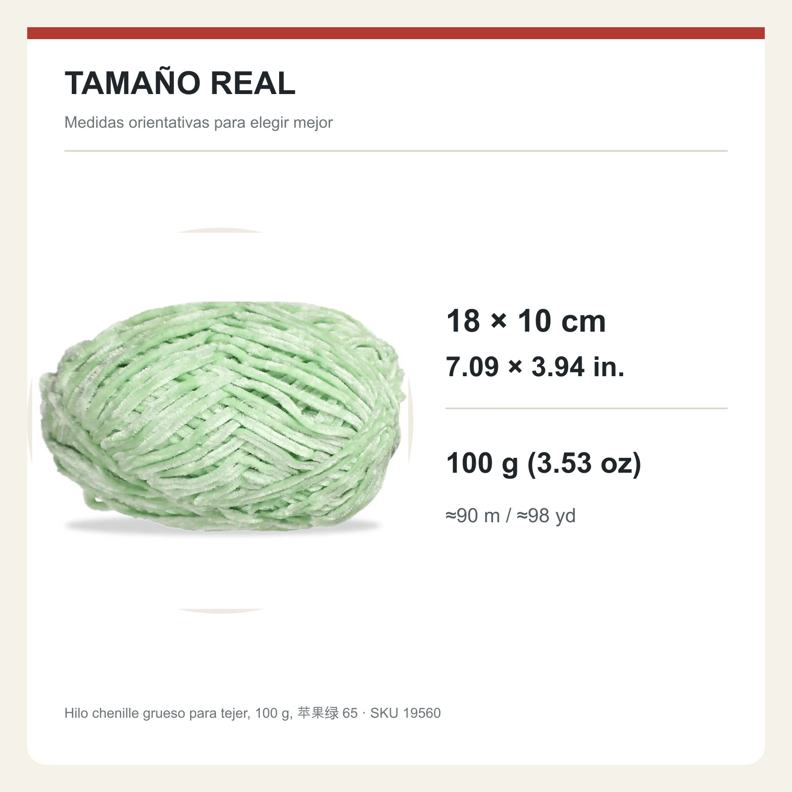 LANA CHENILLE GRUESA 100G MANZANA VERDE 65 - Imagen 5