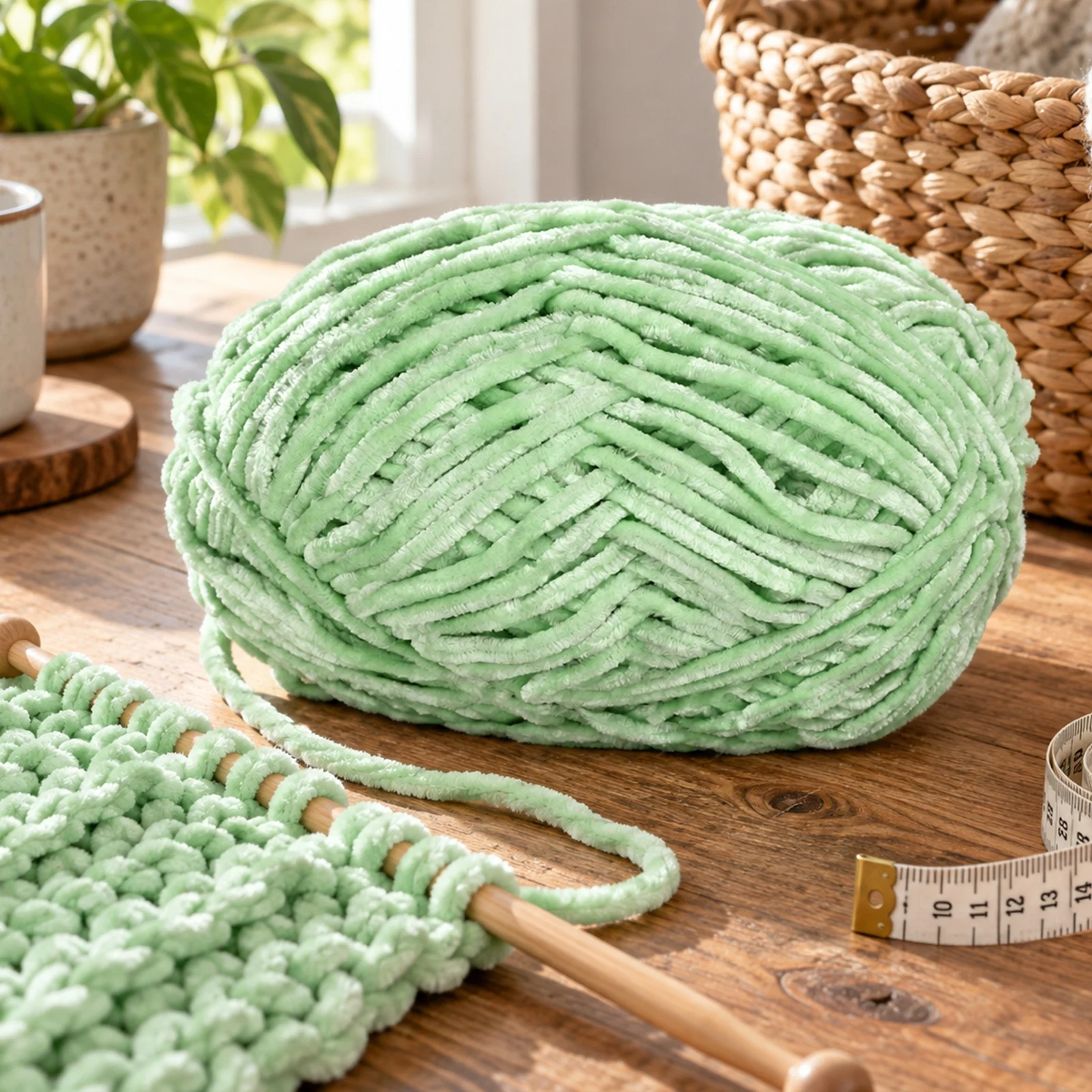 LANA CHENILLE GRUESA 100G MANZANA VERDE 65 - Imagen 7