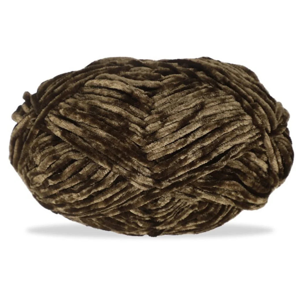 Hilo chenille grueso para tejer, 100 g, marrón oscuro 66