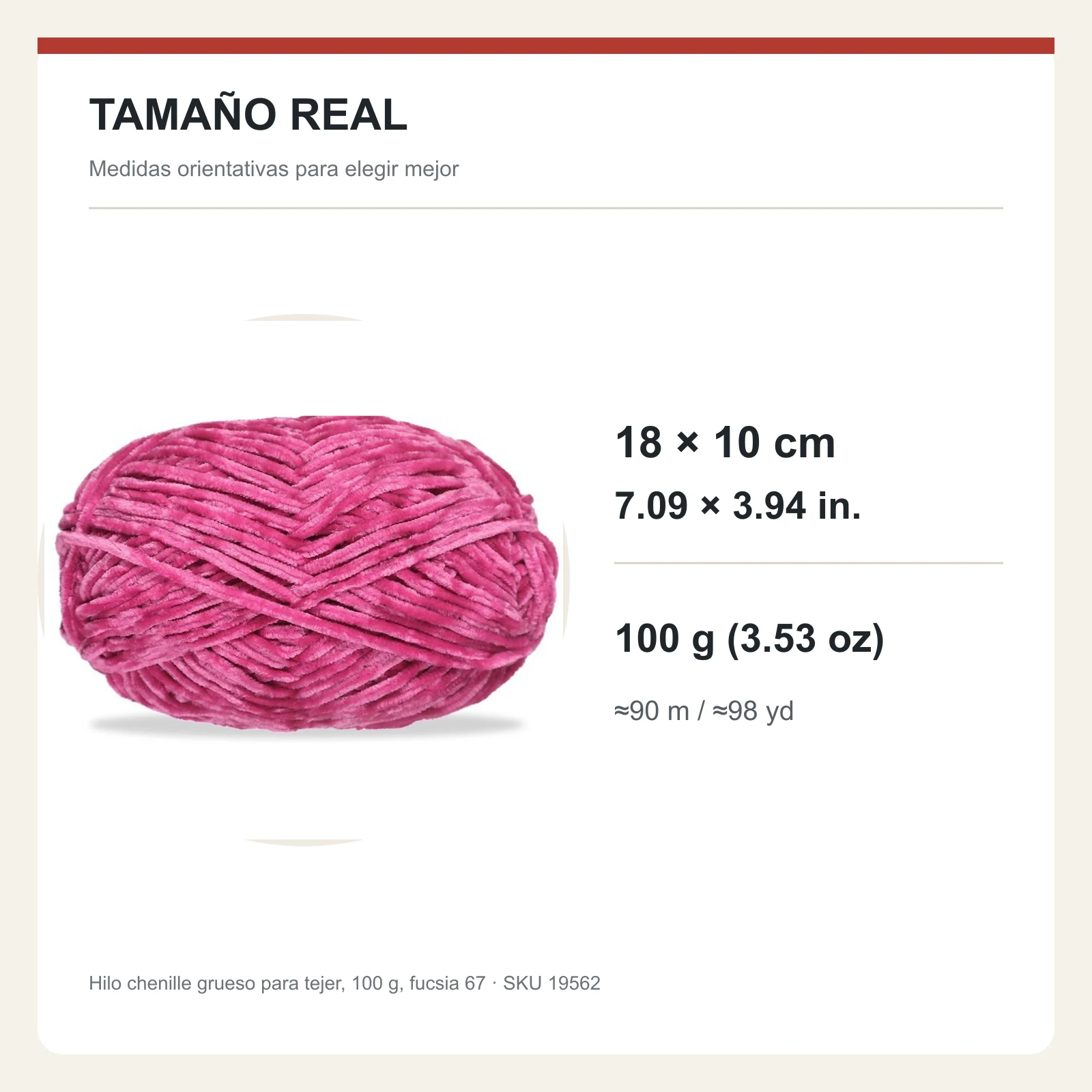 Hilo chenille grueso para tejer, 100 g, fucsia 67 - Imagen 5