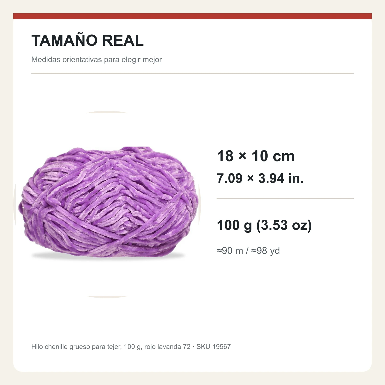 Hilo chenille grueso para tejer, 100 g, rojo lavanda 72 - Imagen 5