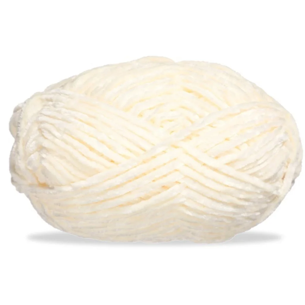 Hilo chenille grueso para tejer, 100 g, blanco crema 80