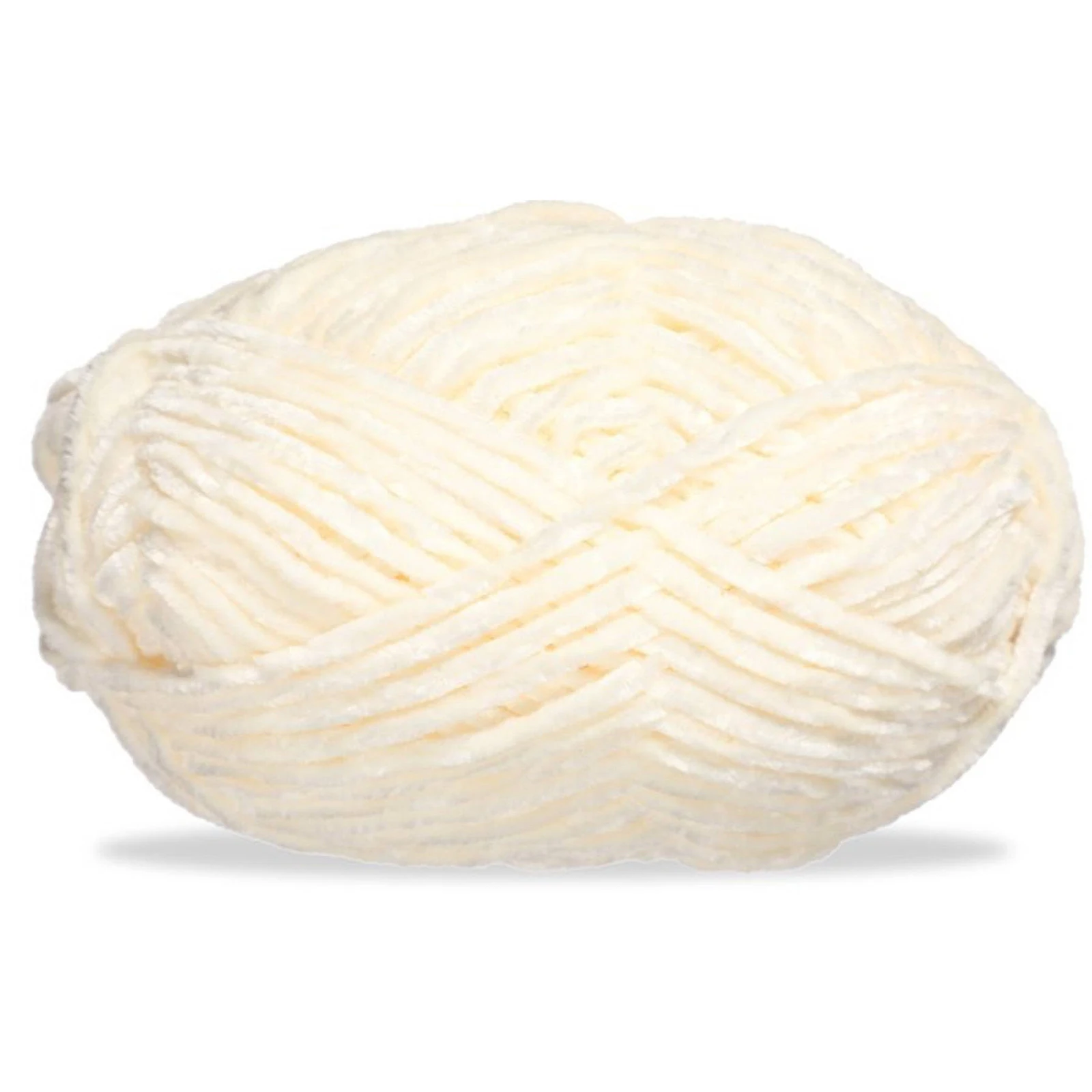 Hilo chenille grueso para tejer, 100 g, blanco crema 80