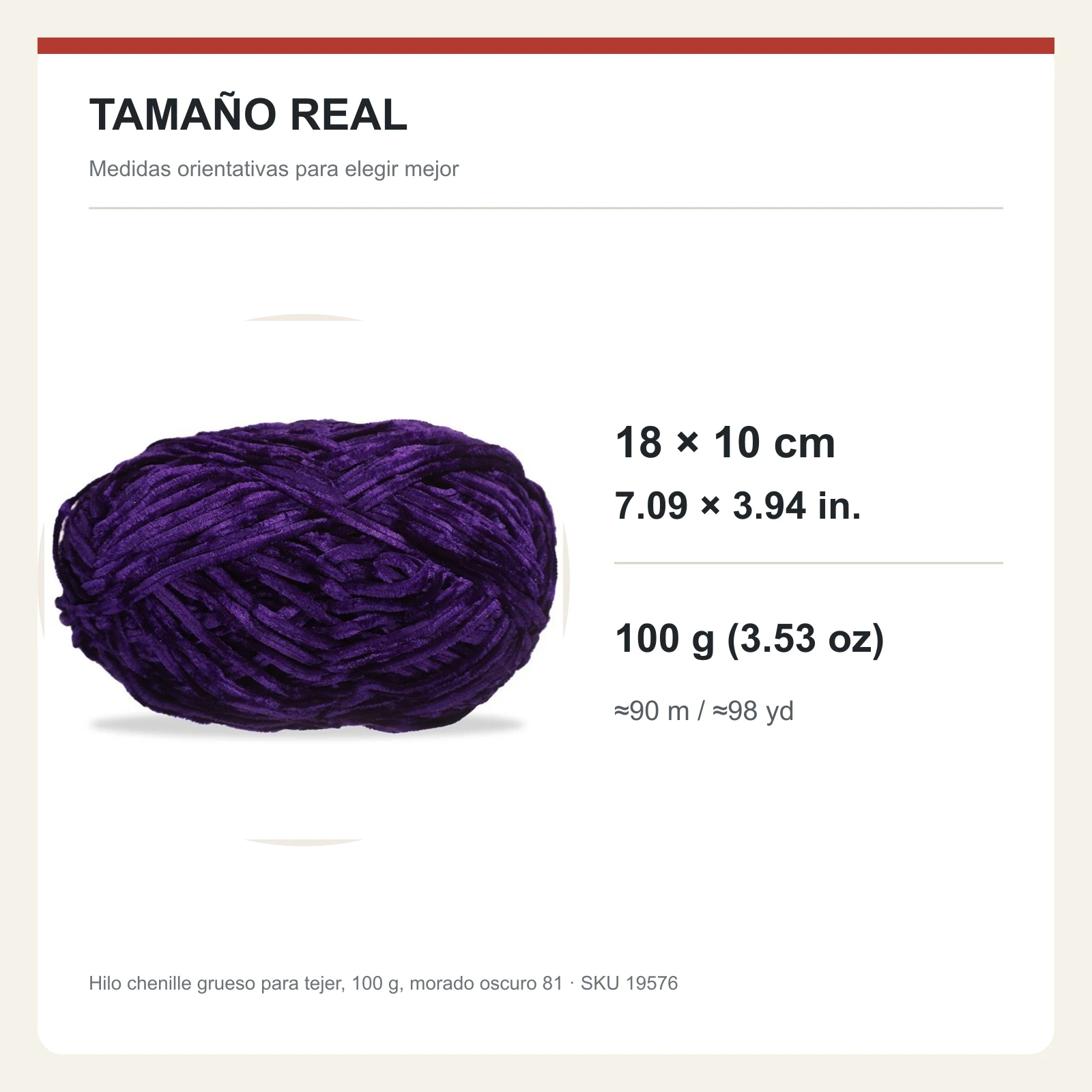 Hilo chenille grueso para tejer, 100 g, morado oscuro 81 - Imagen 5