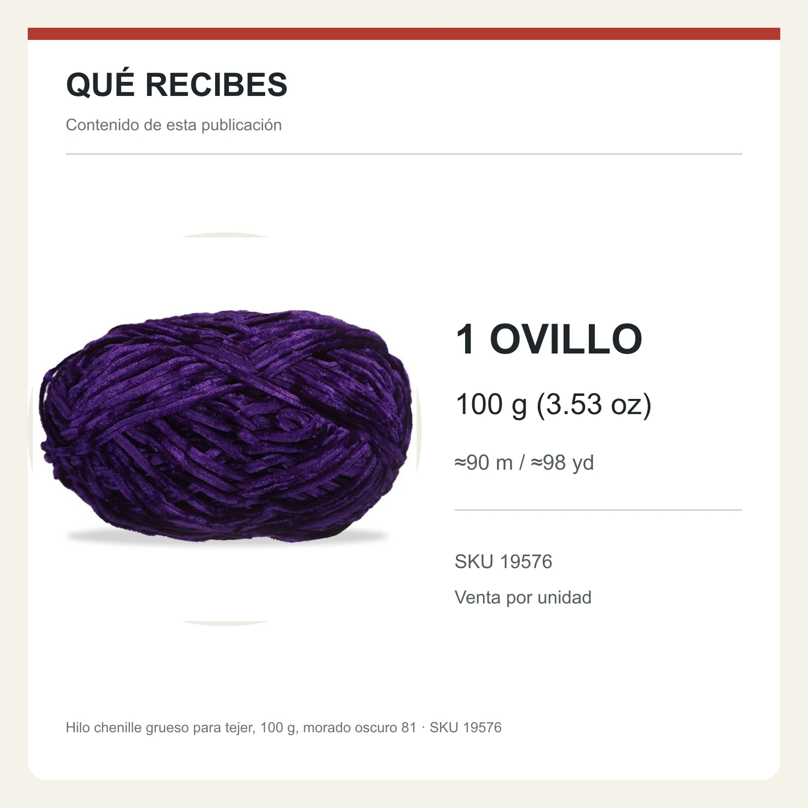 Hilo chenille grueso para tejer, 100 g, morado oscuro 81 - Imagen 8