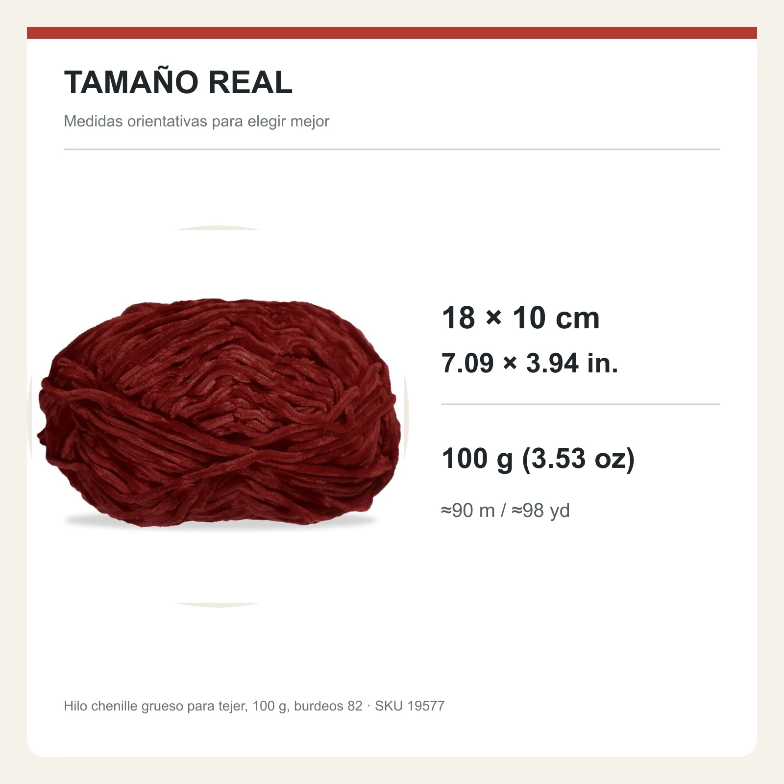 Hilo chenille grueso para tejer, 100 g, burdeos 82 - Imagen 5