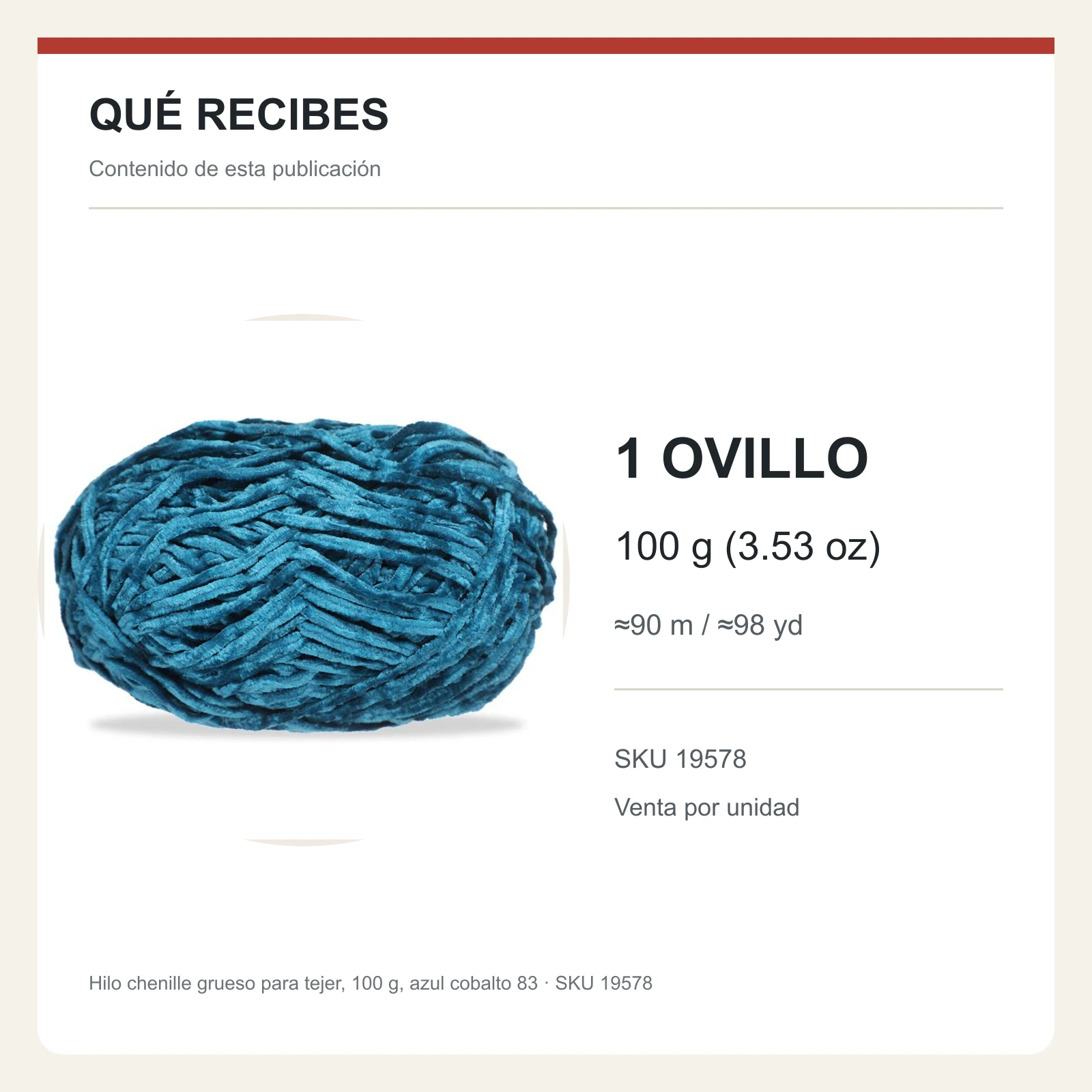 Hilo chenille grueso para tejer, 100 g, azul cobalto 83 - Imagen 8