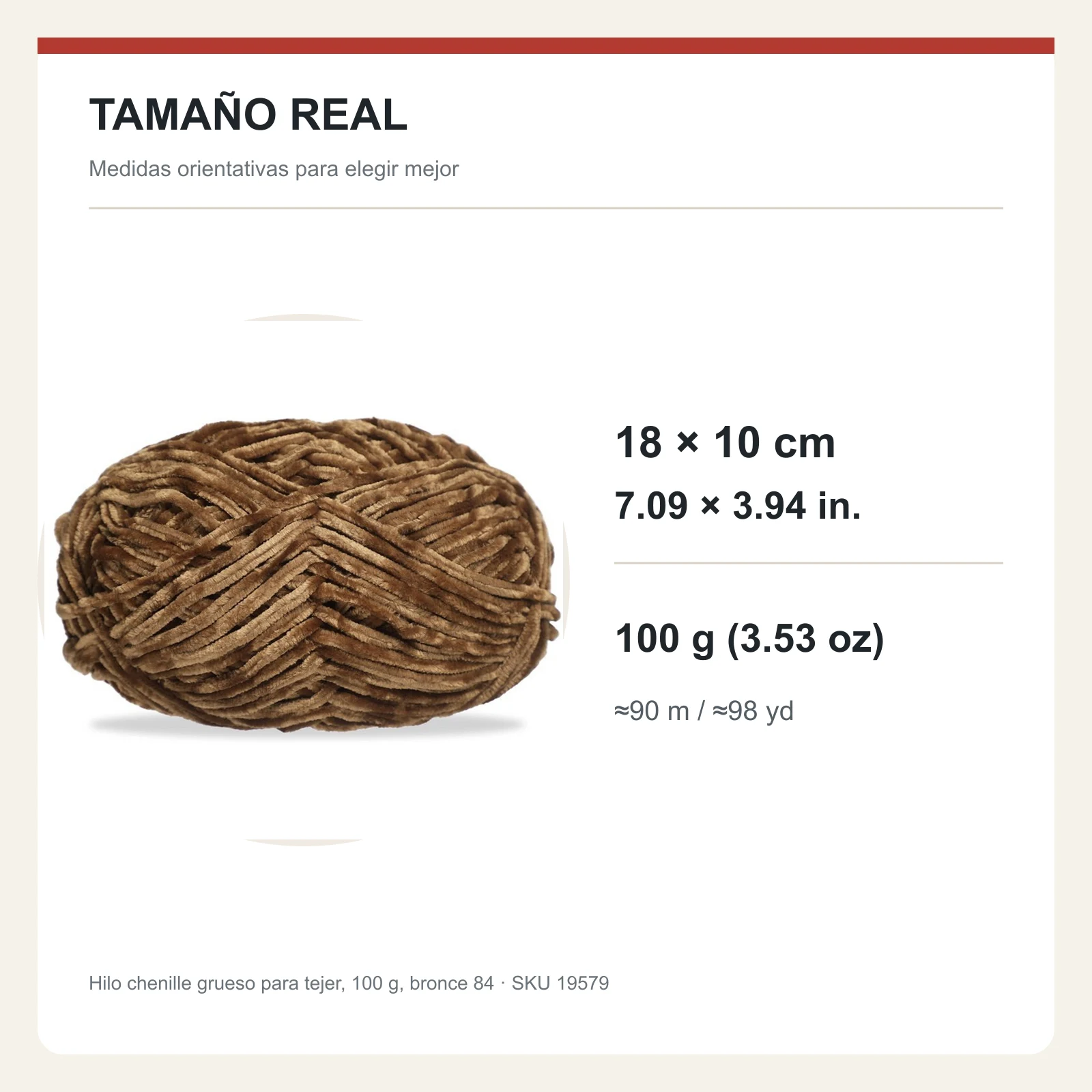 Hilo chenille grueso para tejer, 100 g, bronce 84 - Imagen 5