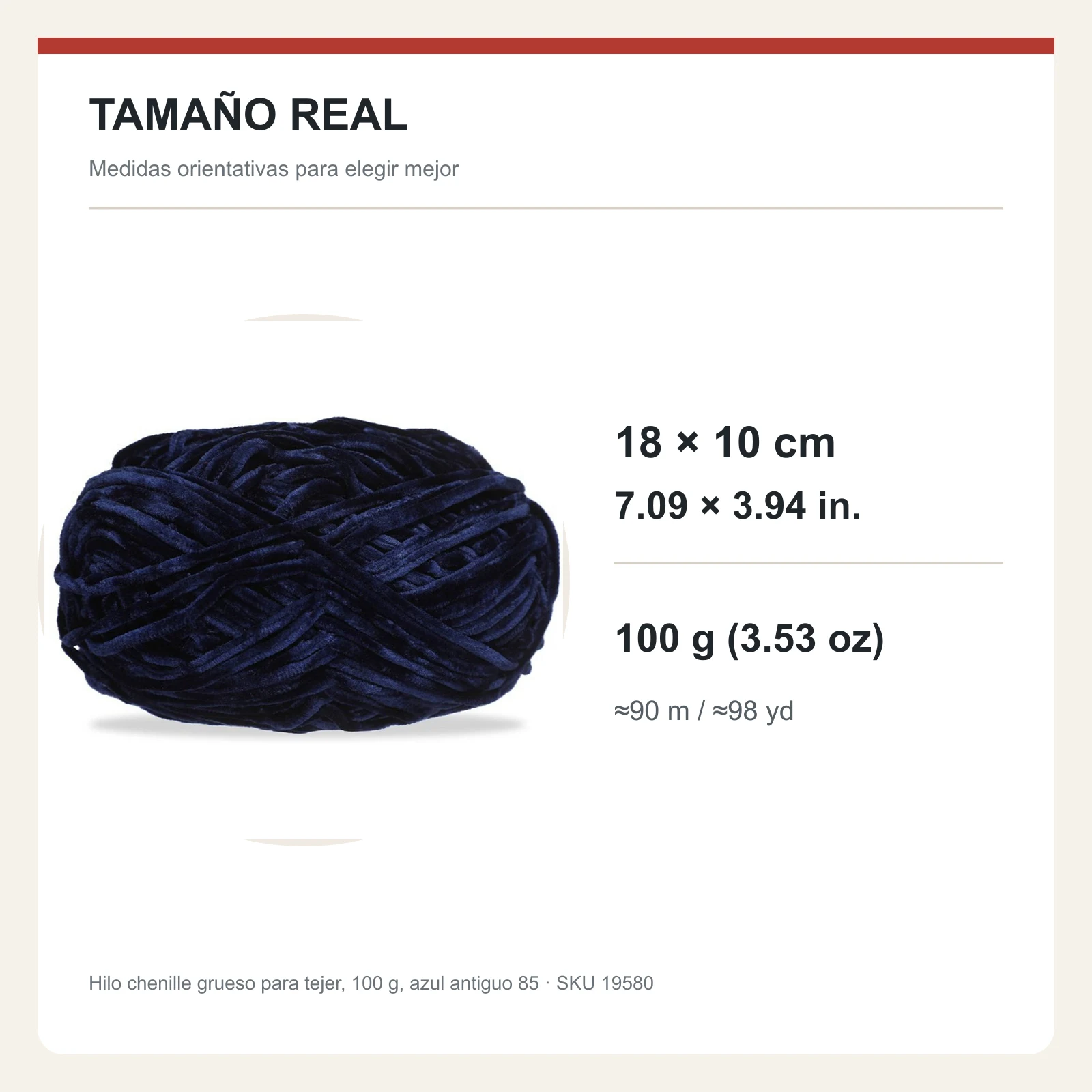 Hilo chenille grueso para tejer, 100 g, azul antiguo 85 - Imagen 5