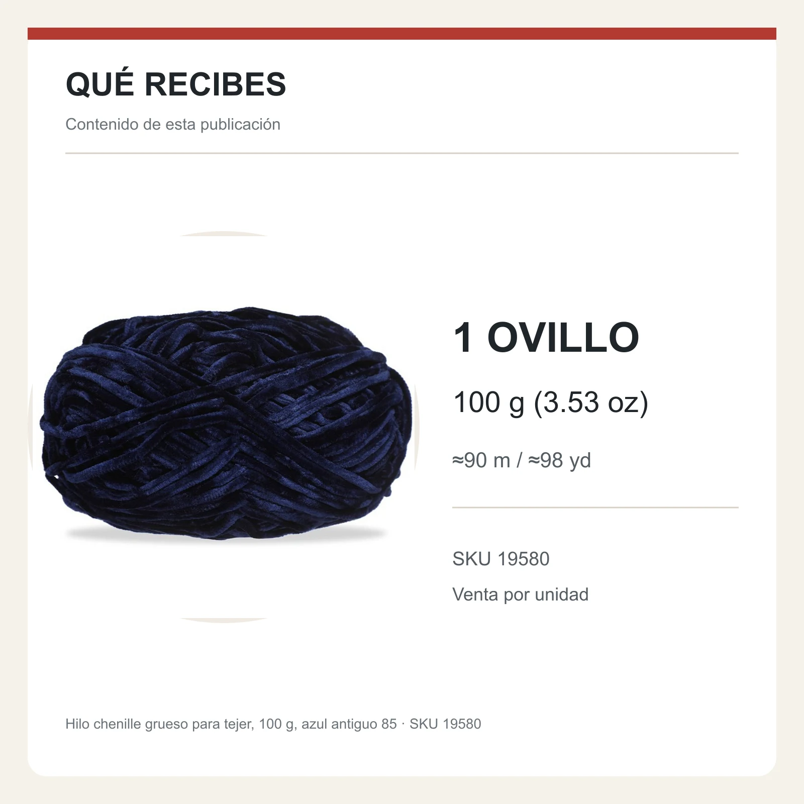 Hilo chenille grueso para tejer, 100 g, azul antiguo 85 - Imagen 8