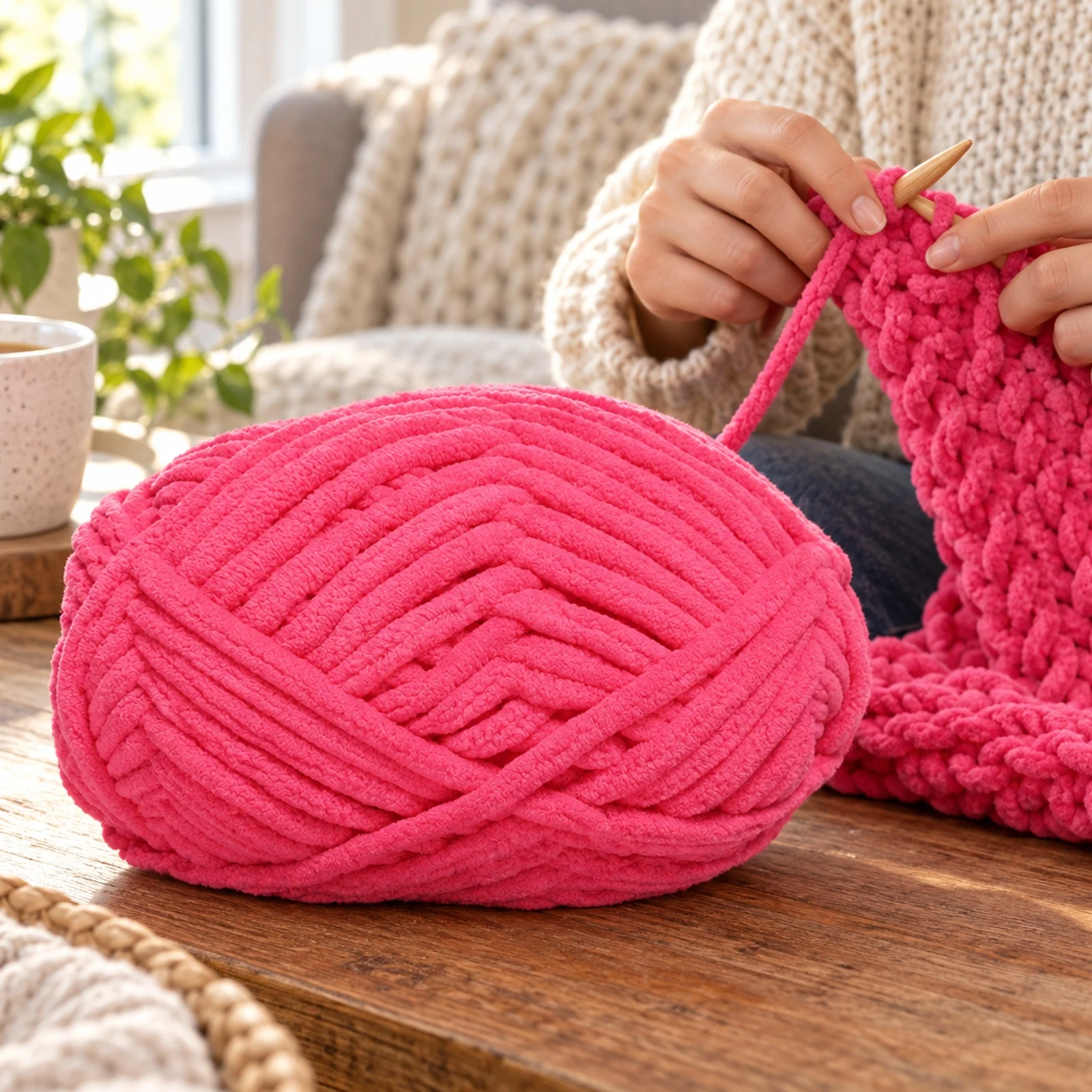 Lana tipo polar para tejer, 100 g, fucsia 11# - Imagen 2