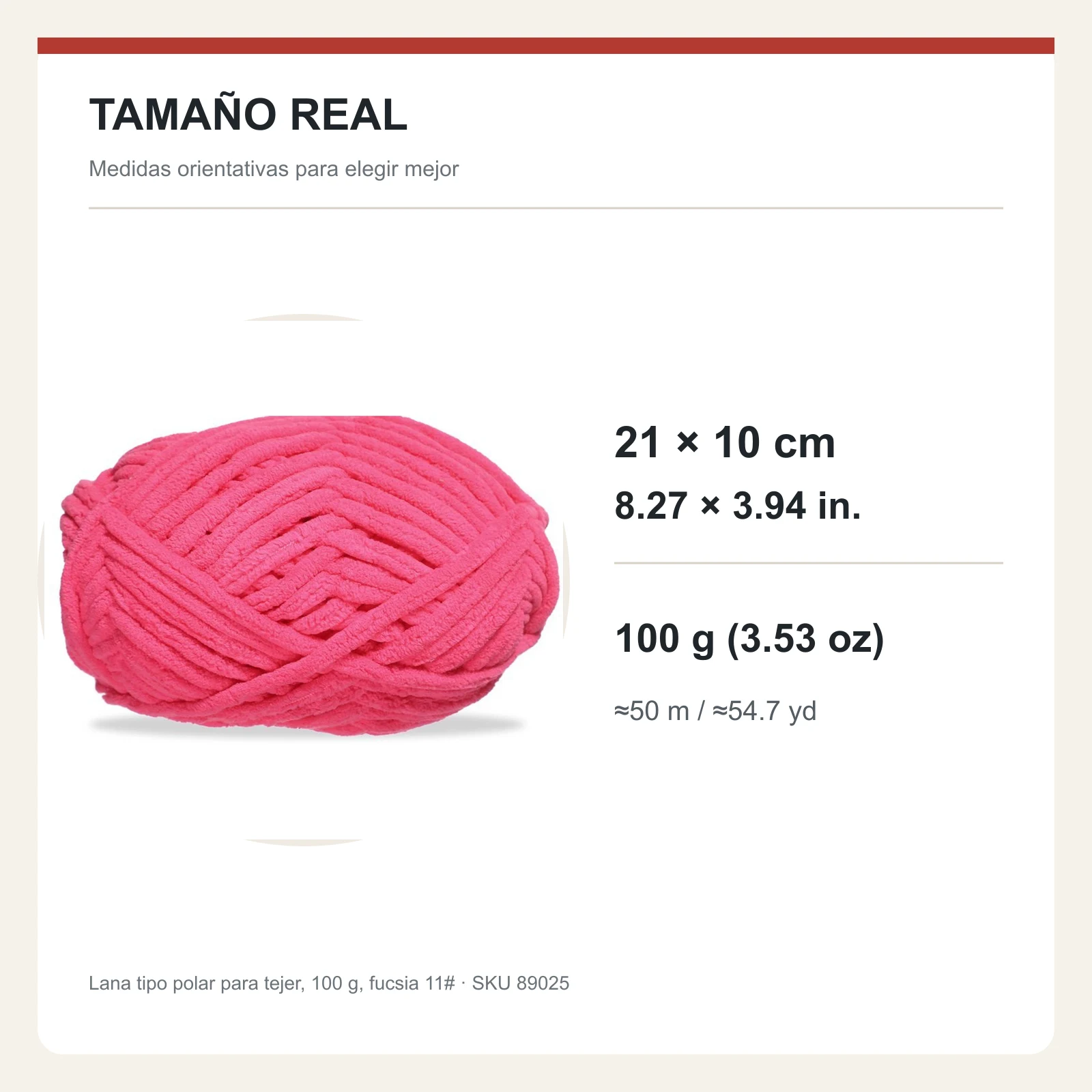 Lana tipo polar para tejer, 100 g, fucsia 11# - Imagen 5