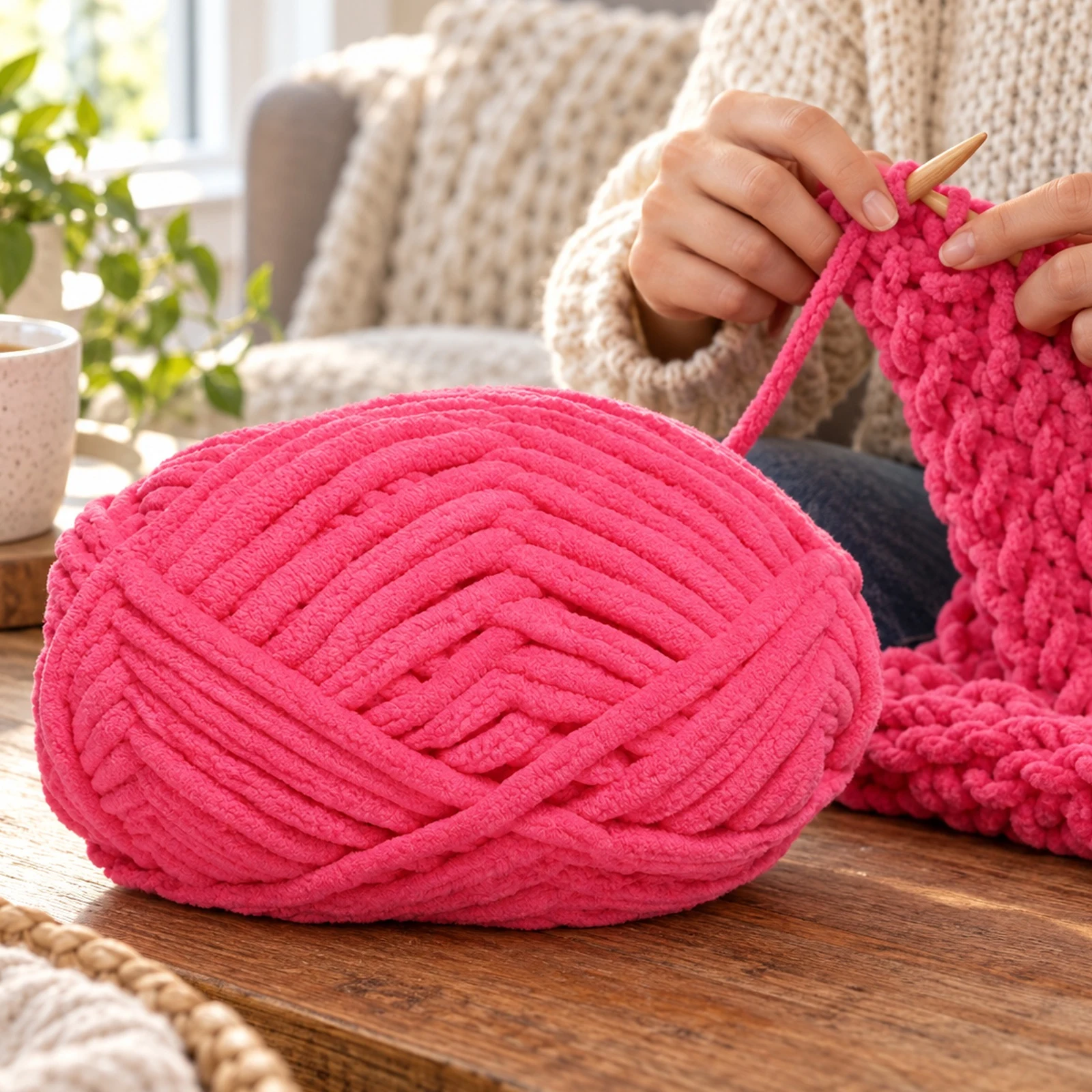 Lana tipo polar para tejer, 100 g, fucsia 11# - Imagen 7
