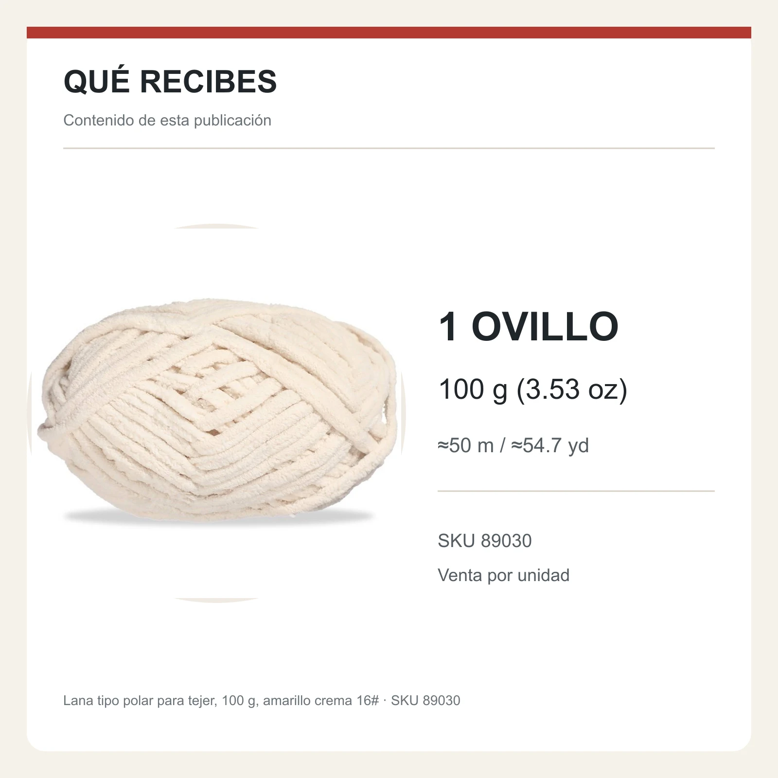 Lana tipo polar para tejer, 100 g, amarillo crema 16# - Imagen 8