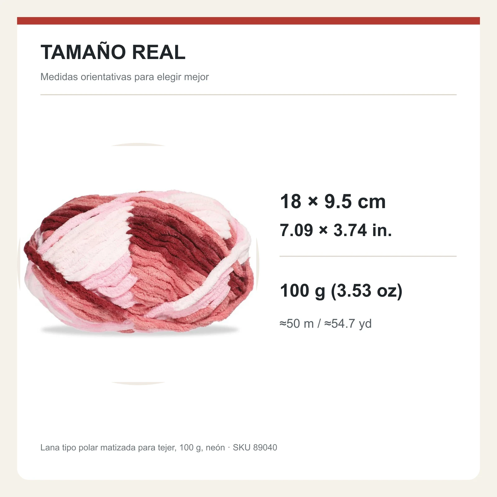 Lana tipo polar matizada para tejer, 100 g, neón - Imagen 5