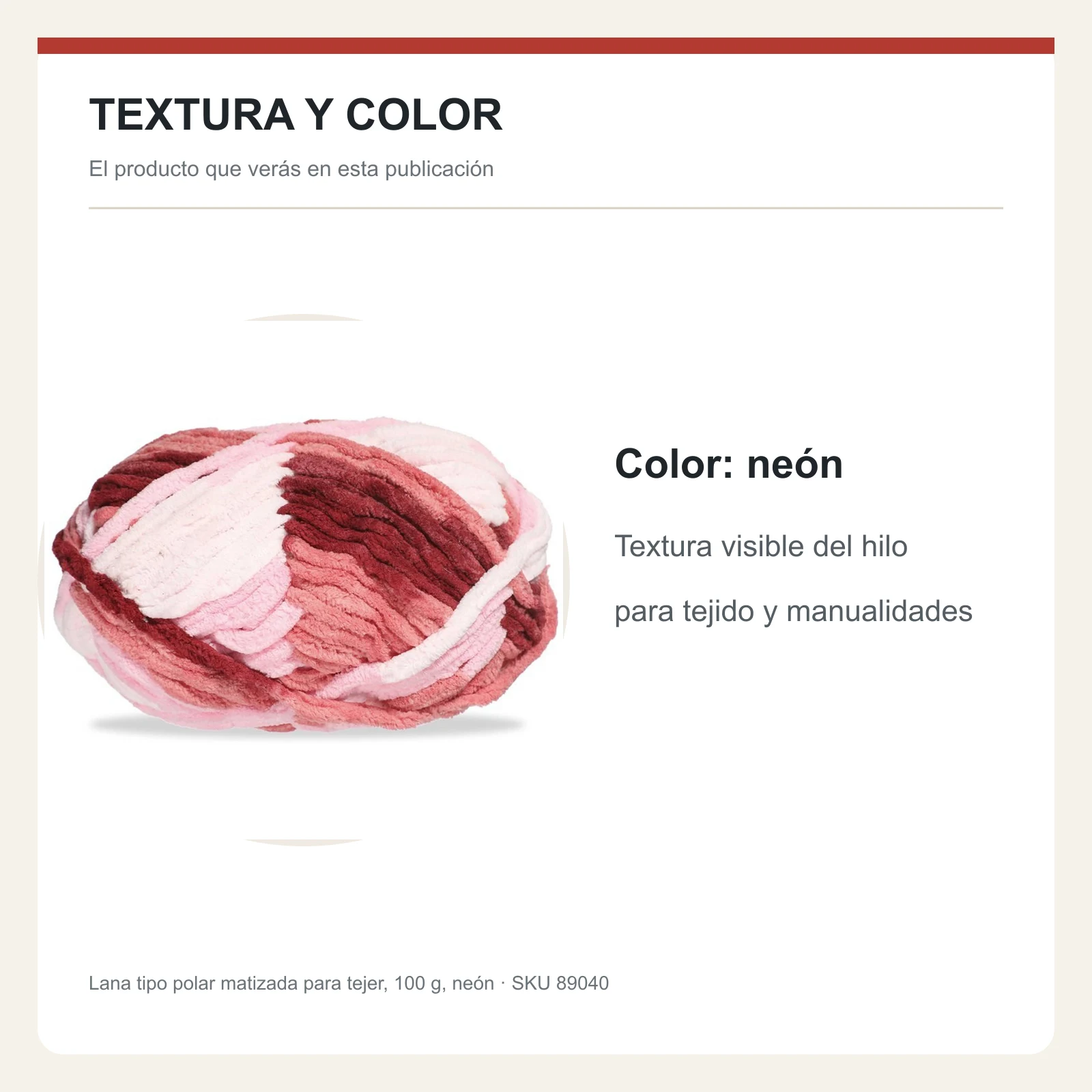 Lana tipo polar matizada para tejer, 100 g, neón - Imagen 6