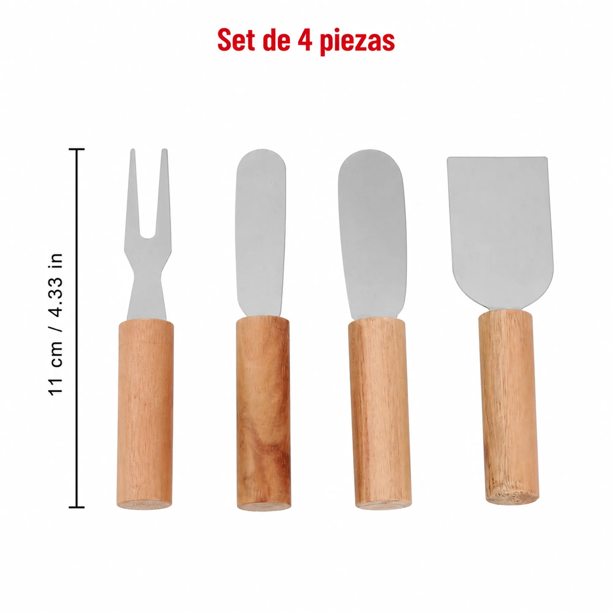 Set de cuatro utensilios para mantequilla y queso de 11 cm o 4.33 pulgadas