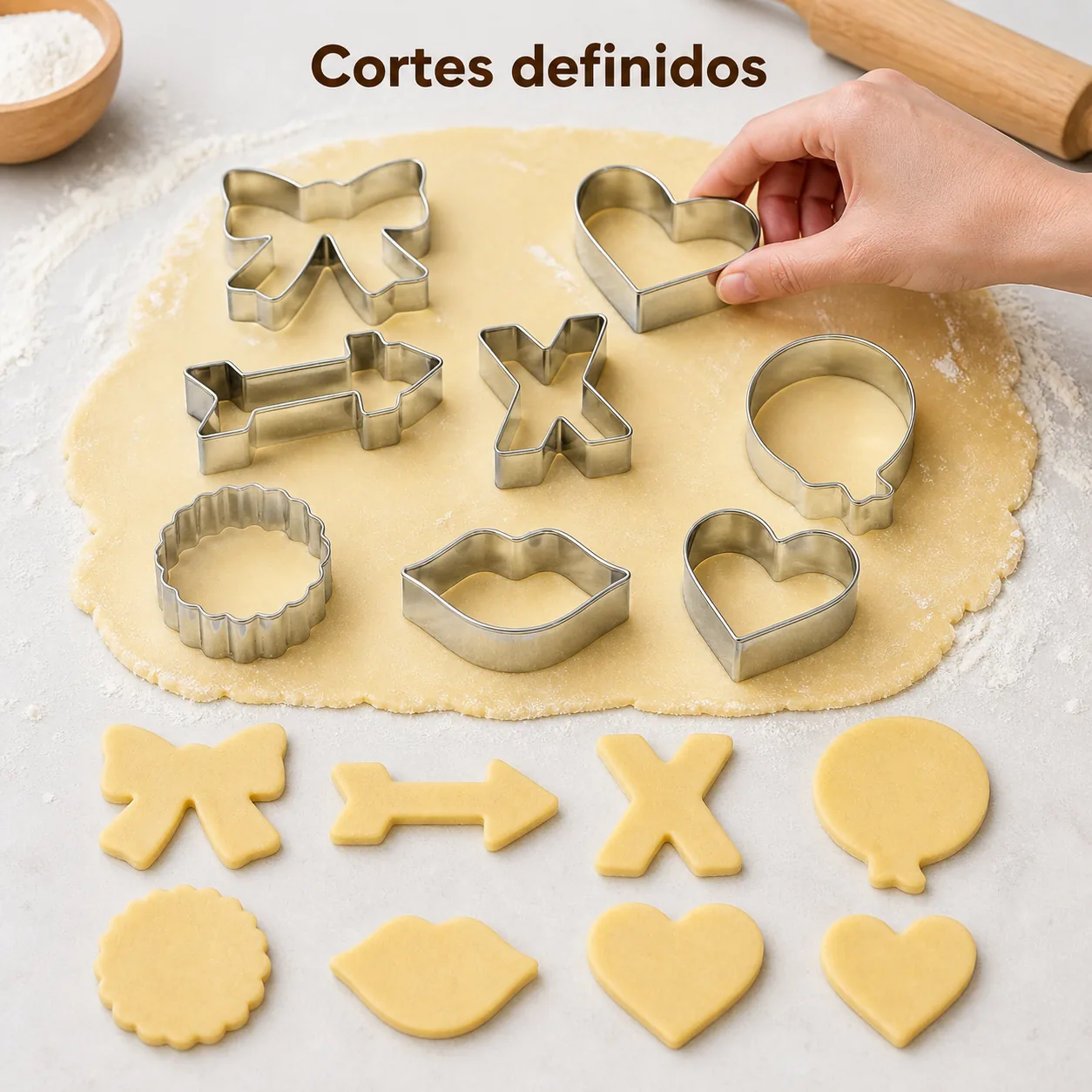 Cortadores románticos de acero inoxidable para cortes definidos en masa
