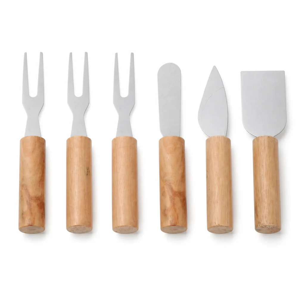 Set de 6 utensilios pequeños para mantequilla y queso con mango de madera