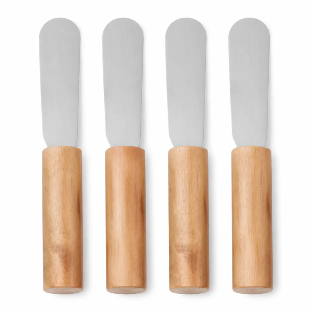 Set de 4 esparcidores para mantequilla con hoja de acero inoxidable y mango de madera