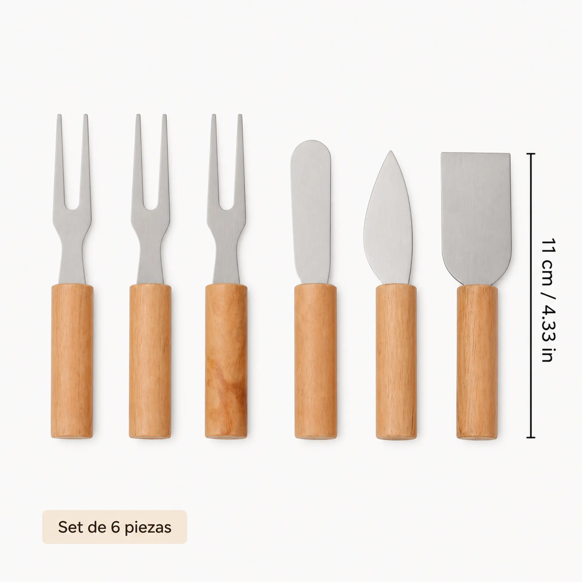 Set de seis utensilios pequeños de 11 cm y 4.33 pulgadas de largo