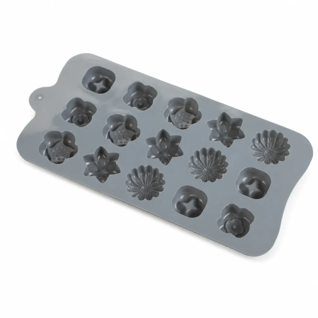 Molde de silicona con 15 cavidades y 5 diseños de flores SKU 62229