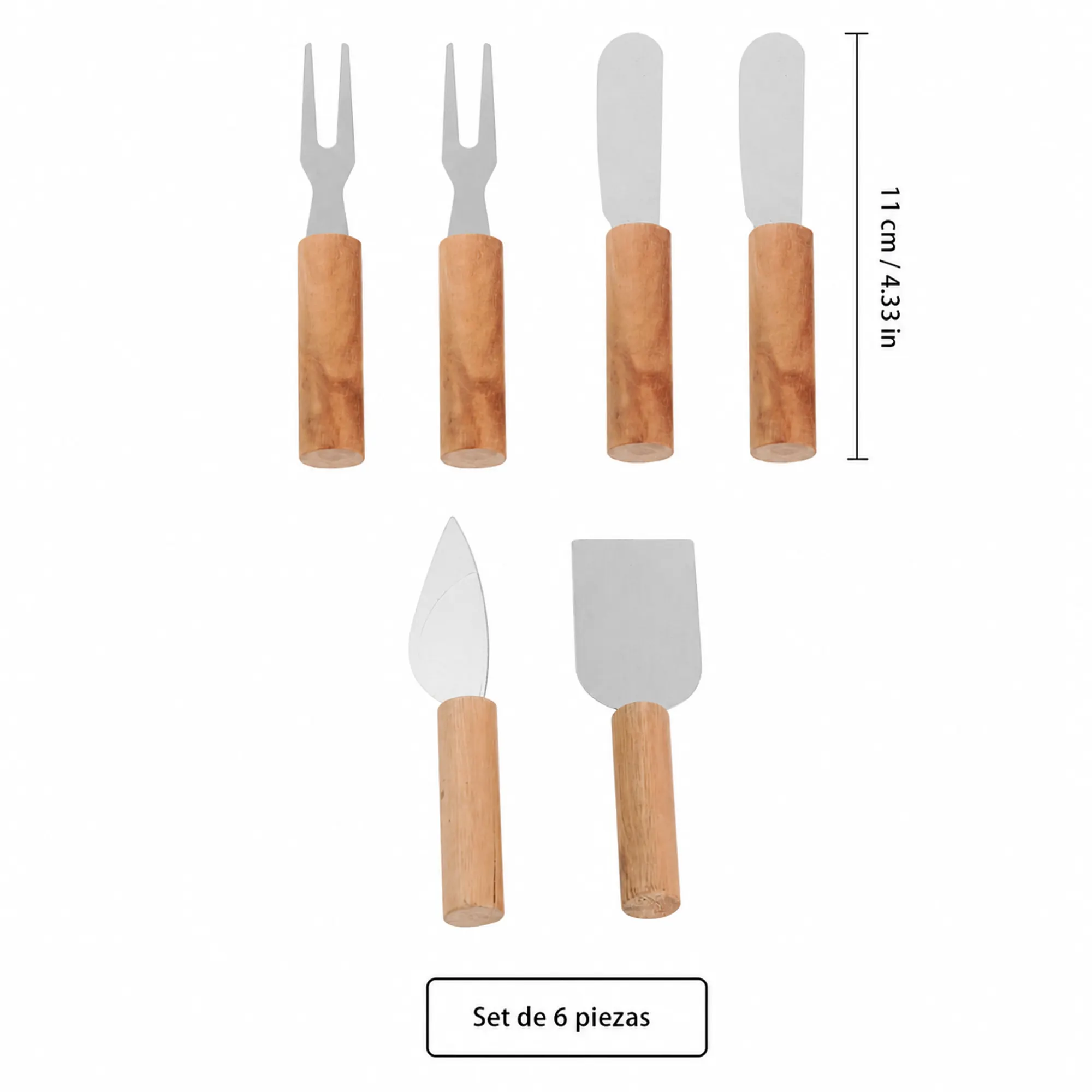 Set de seis utensilios pequeños de 11 cm y 4.33 pulgadas