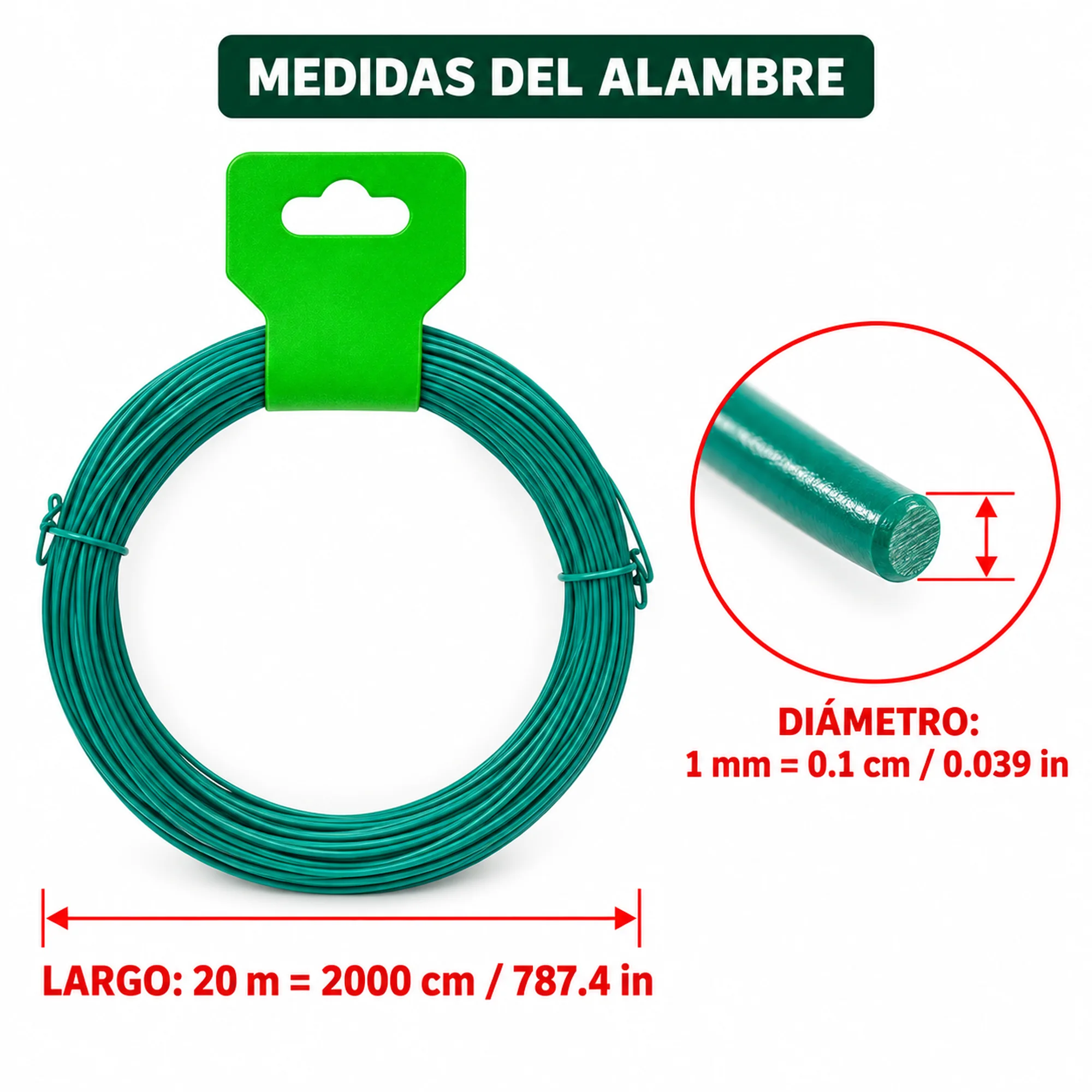 Alambre de amarre para jardín 1 mm × 20 m – SKU 40078 - Imagen 3