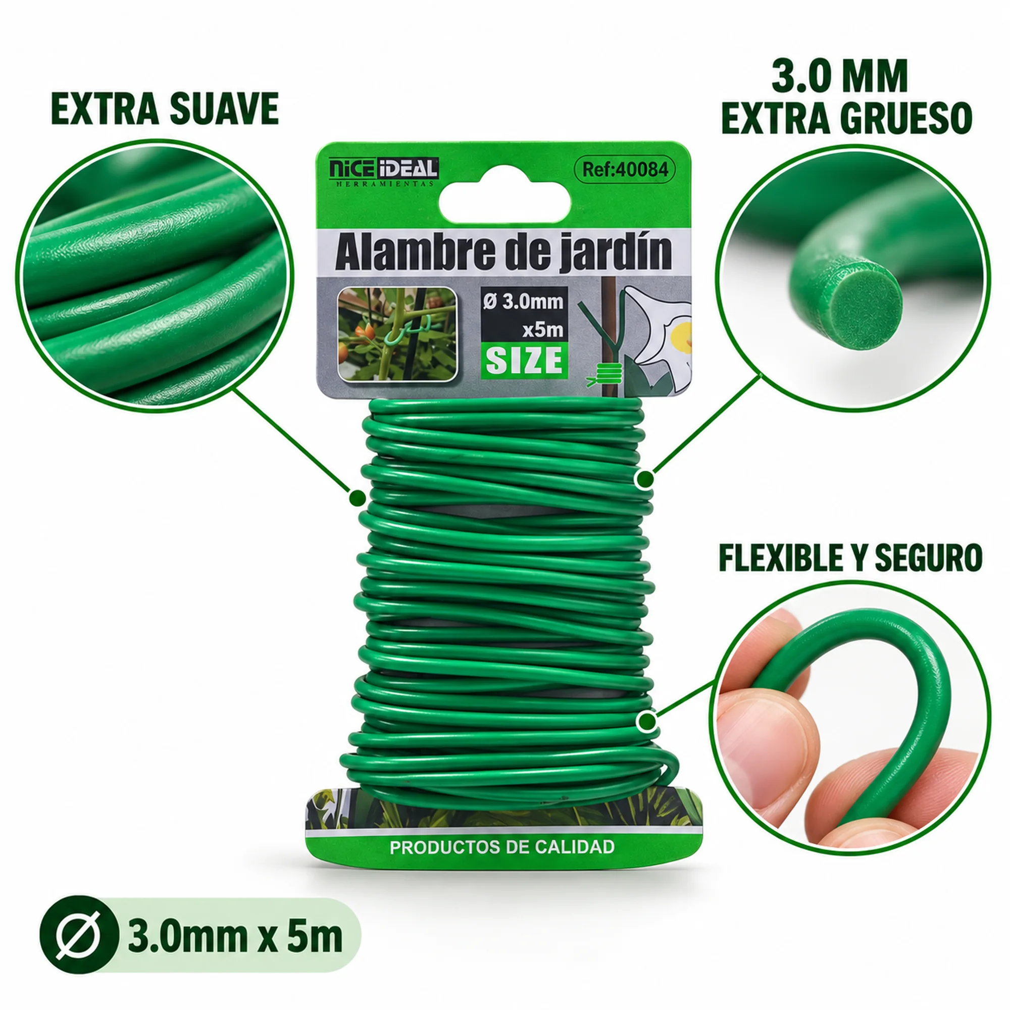 Atadura suave para jardín 3.0 mm × 5 m – SKU 40084 - Imagen 2