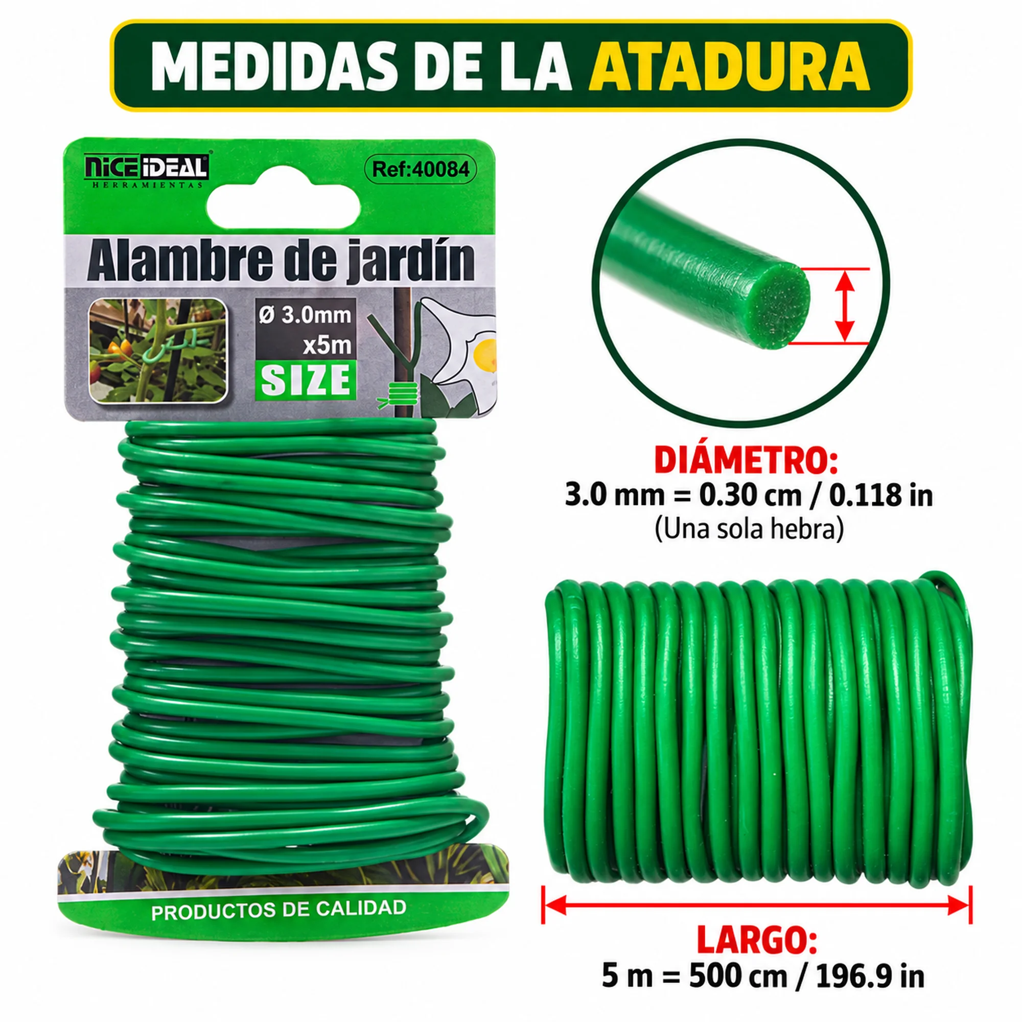 Atadura suave para jardín 3.0 mm × 5 m – SKU 40084 - Imagen 3