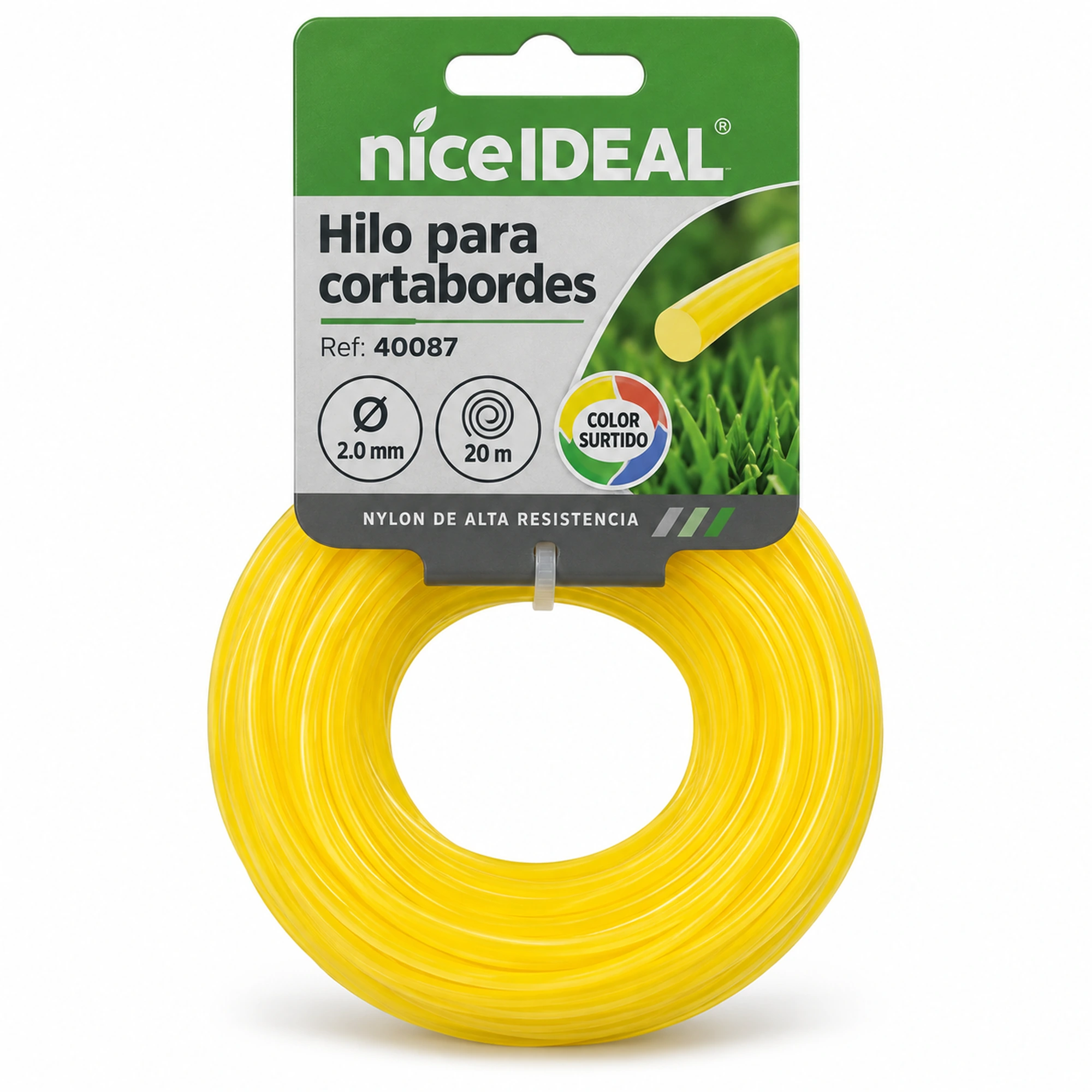 Hilo redondo para cortabordes 2.0 mm × 20 m – SKU 40087