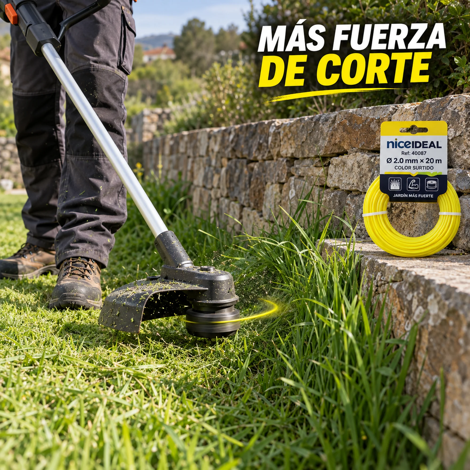 Hilo redondo para cortabordes 2.0 mm × 20 m – SKU 40087 - Imagen 4