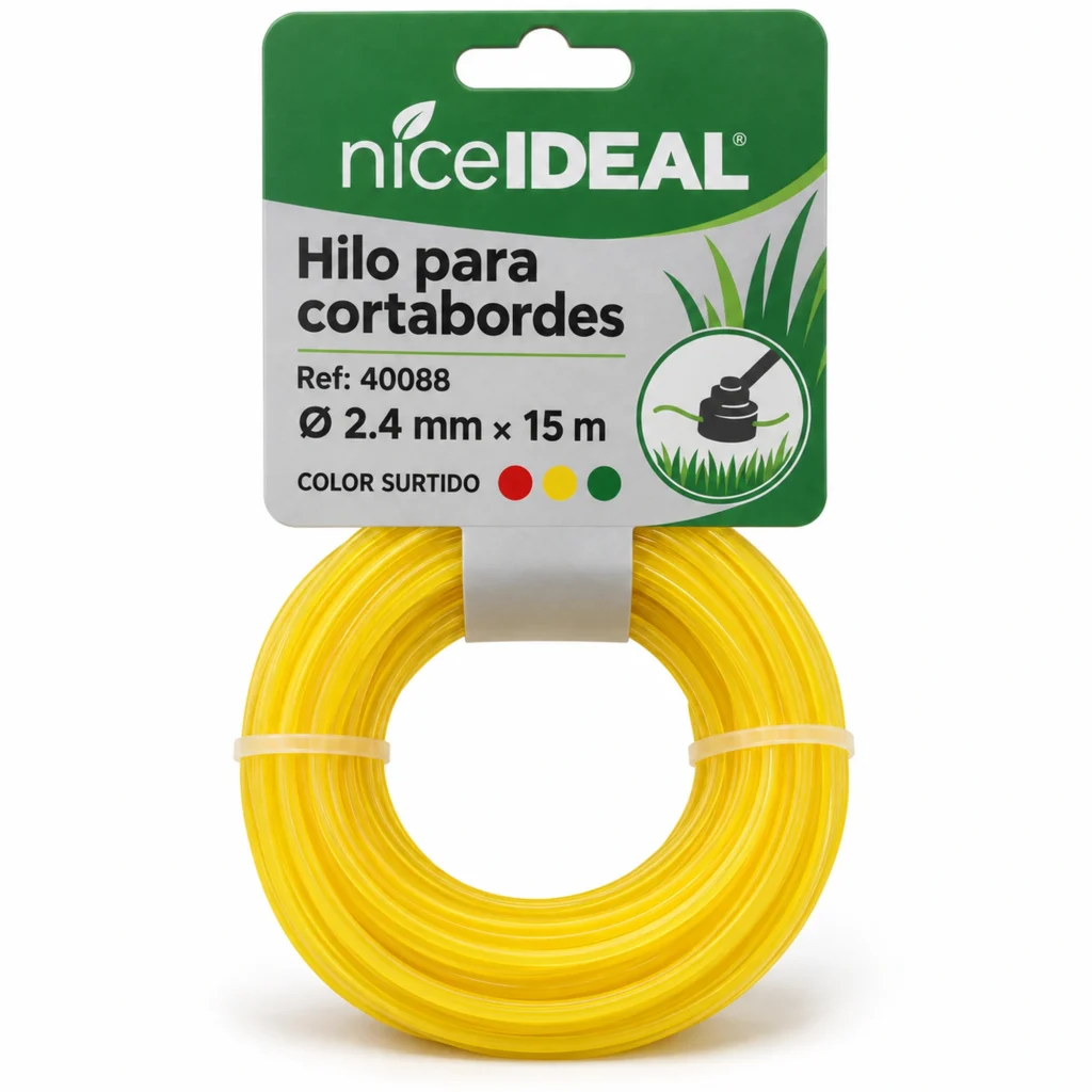 Hilo redondo para cortabordes 2.4 mm × 15 m – SKU 40088